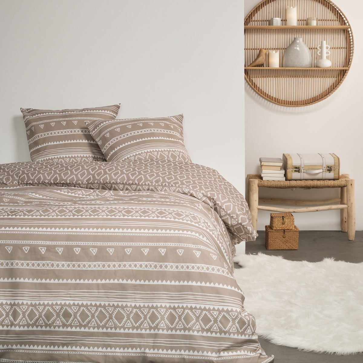 Printed cotton bed set TODAY LINGE DE MAISON Beige