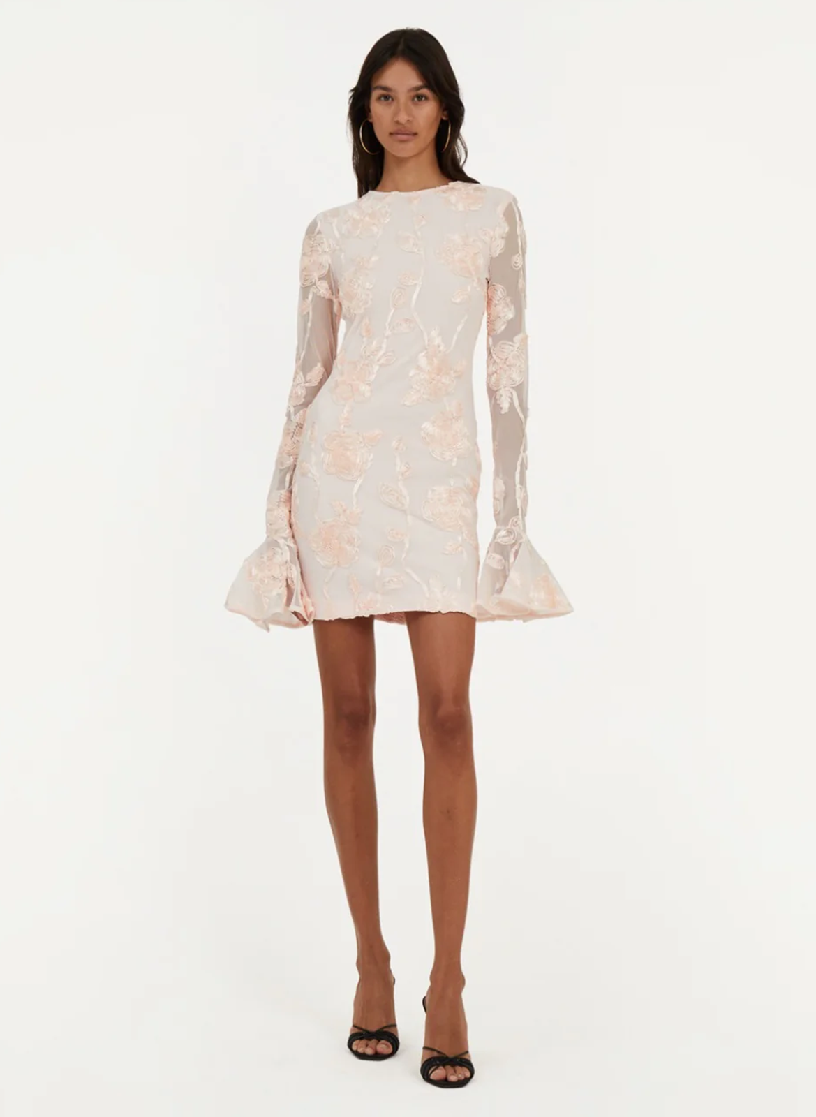 Robe courte brodée ROTATE Rose