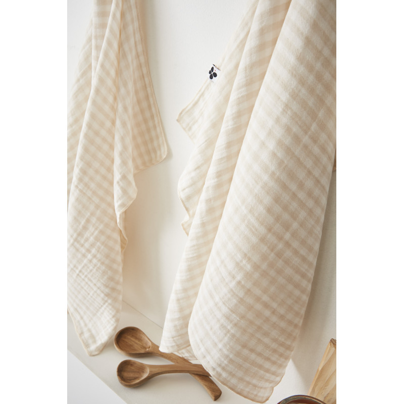 Set of 2 cotton muslin hand towels L'EFFET PAPILLON Multicolored