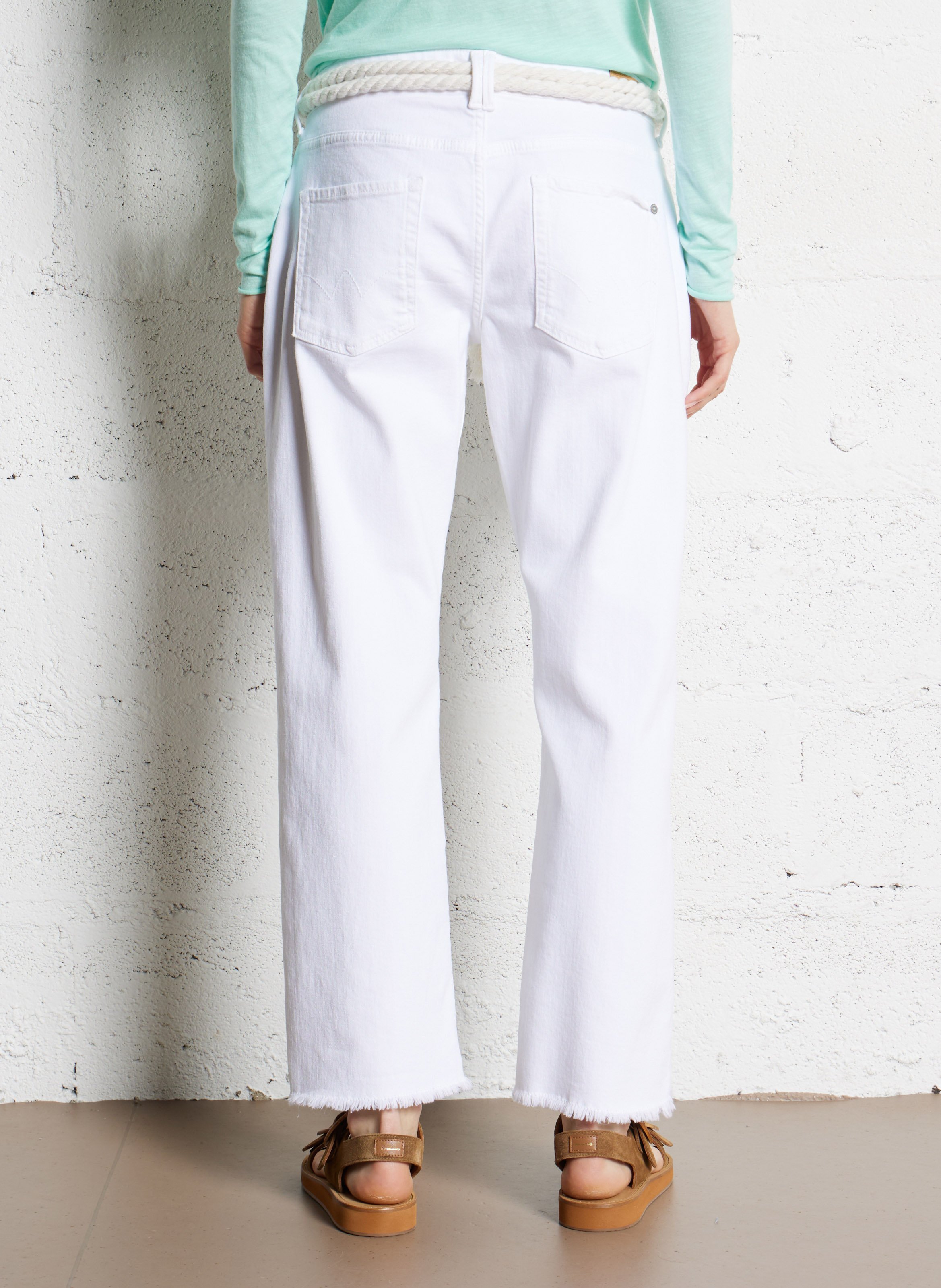 Cotton-blend straight jeans LE TEMPS DES CERISES White