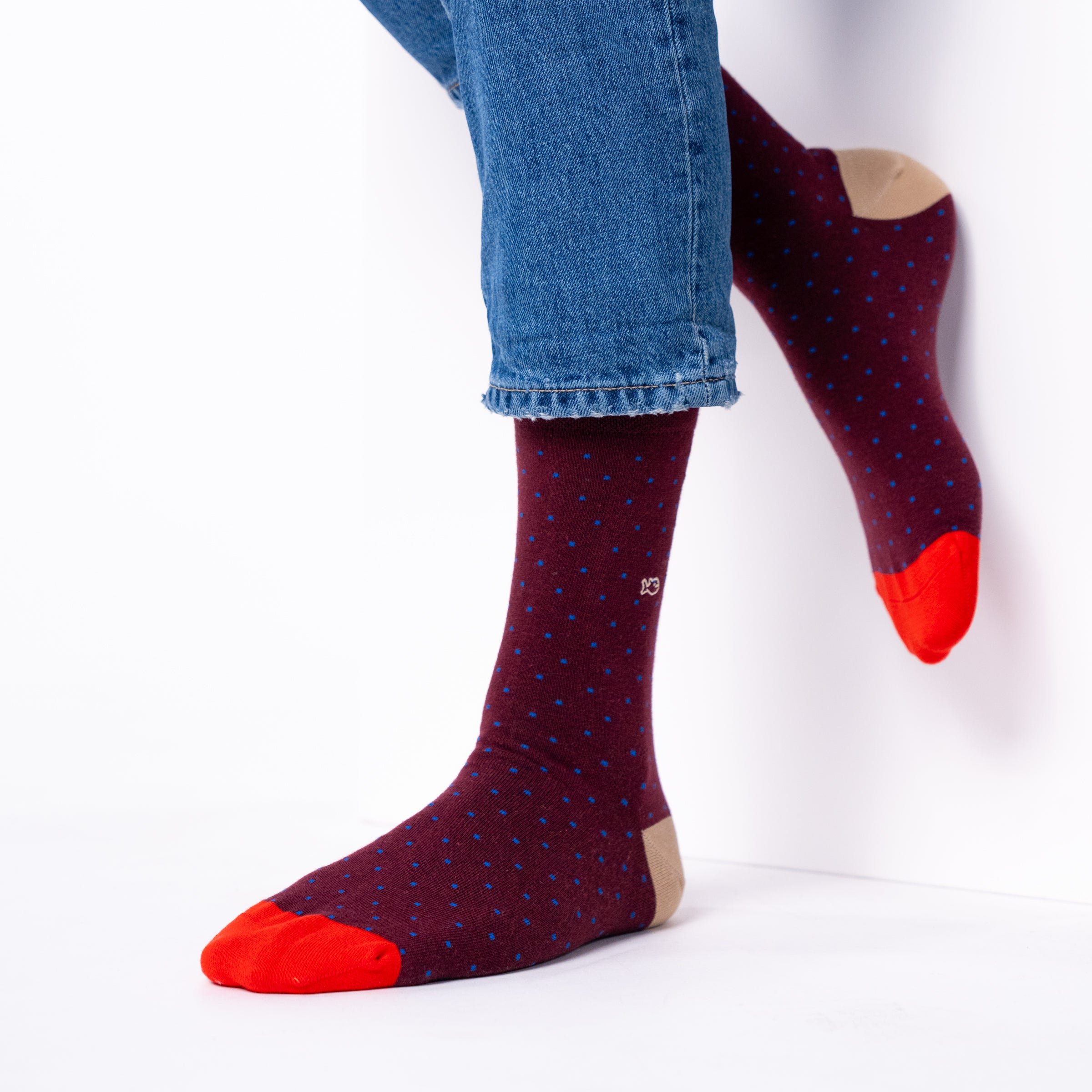 Combed cotton socks with polka dots BILLYBELT Red