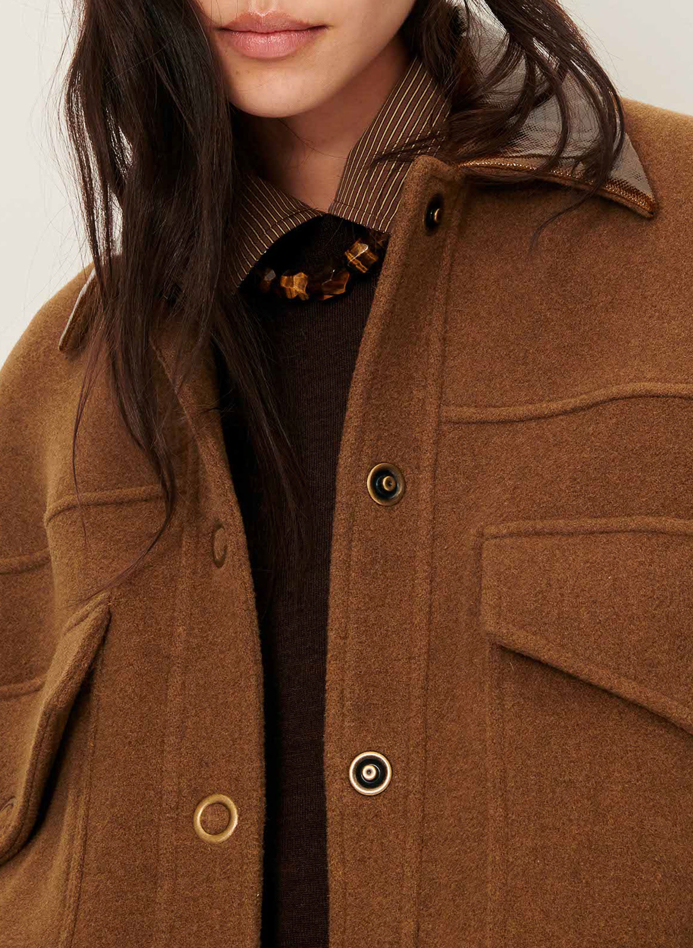 Kurzer Mantel aus Wollmix mit klassischem Kragen SESSUN Braun