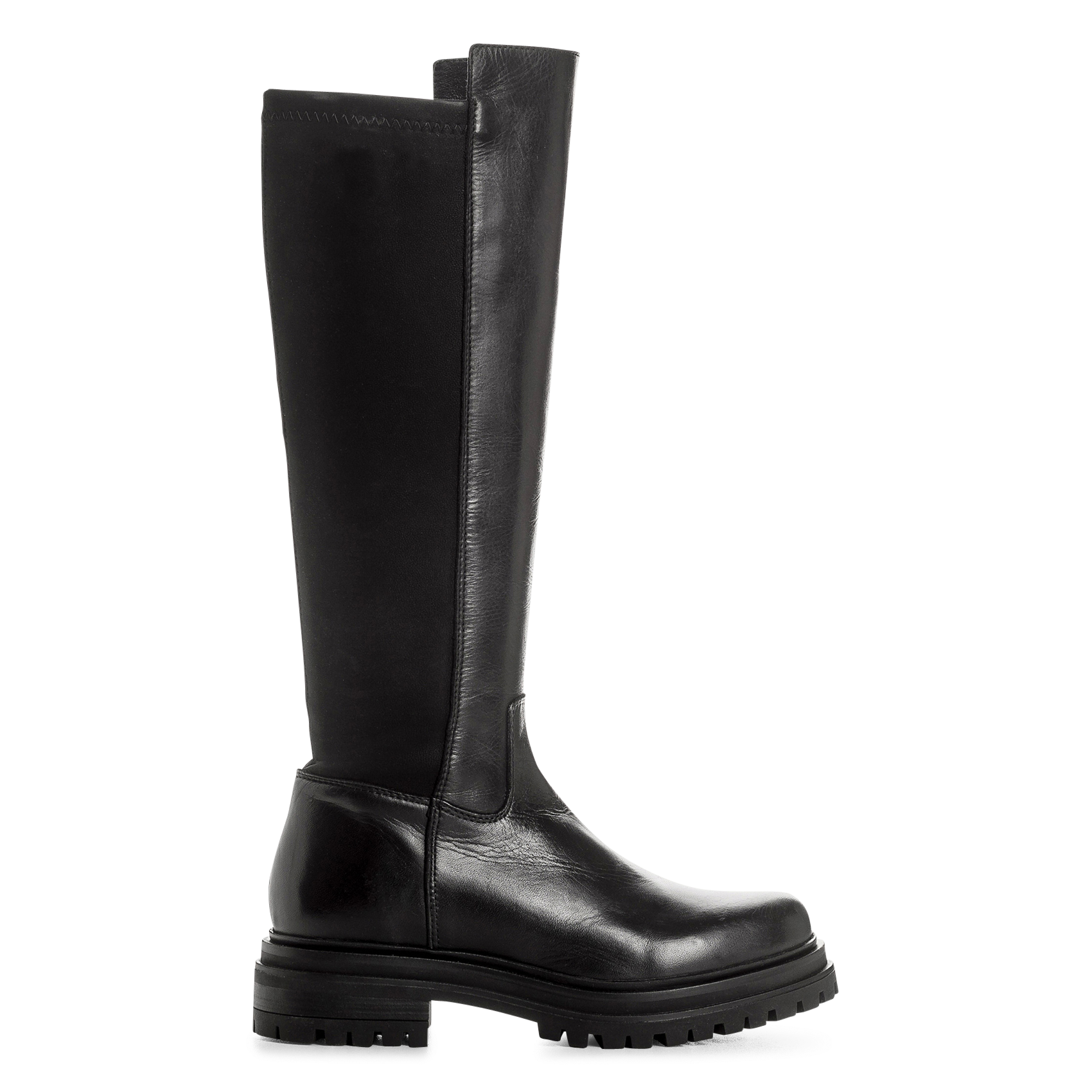 Kniehoge laarzen van gemengd leer REQINS Zwart