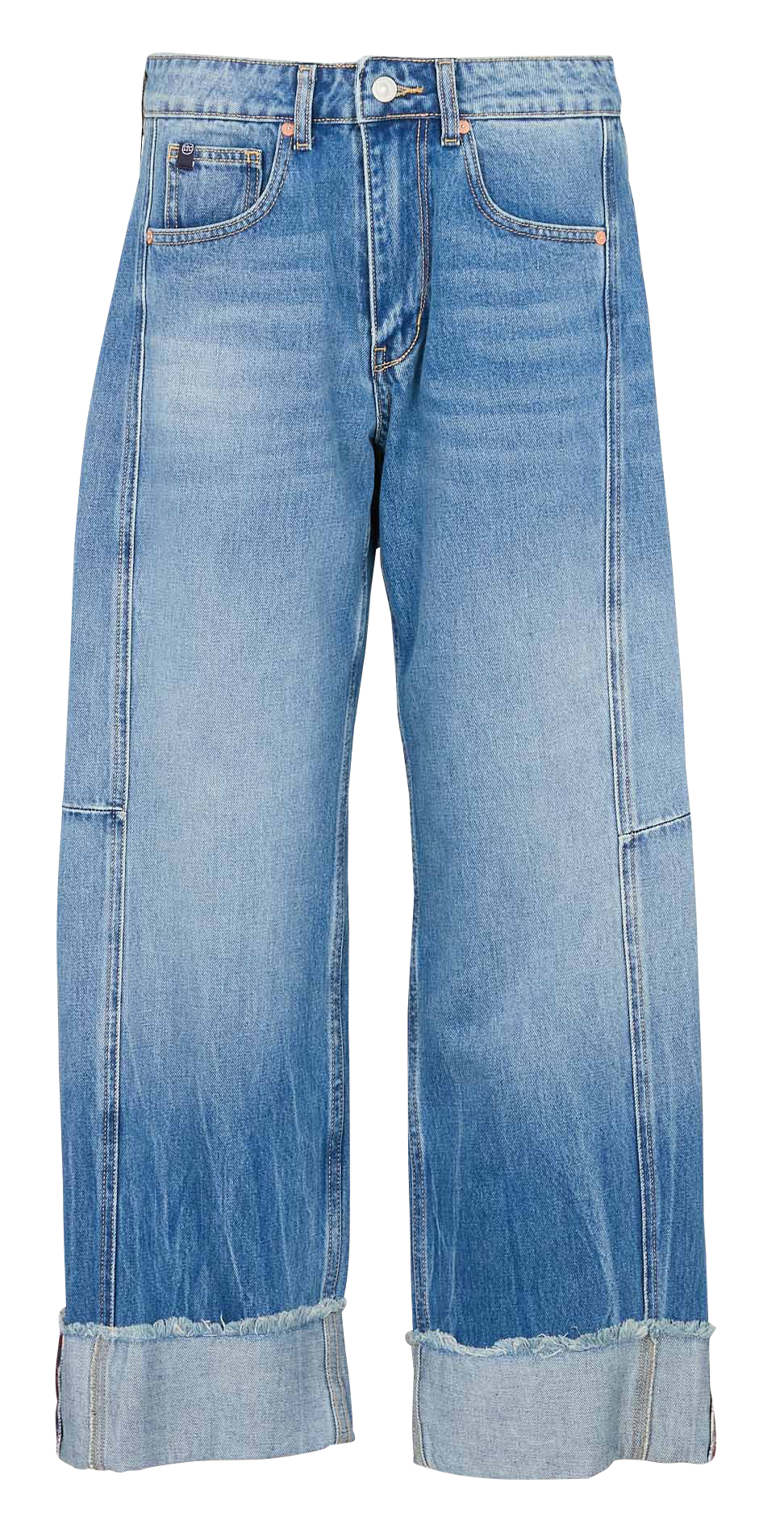 Jean large taille haute à revers  LE TEMPS DES CERISES Bleu