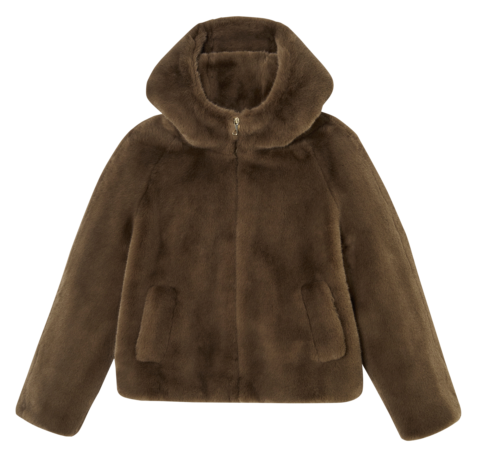 High neck coat with faux fur effect ZAPA Beige