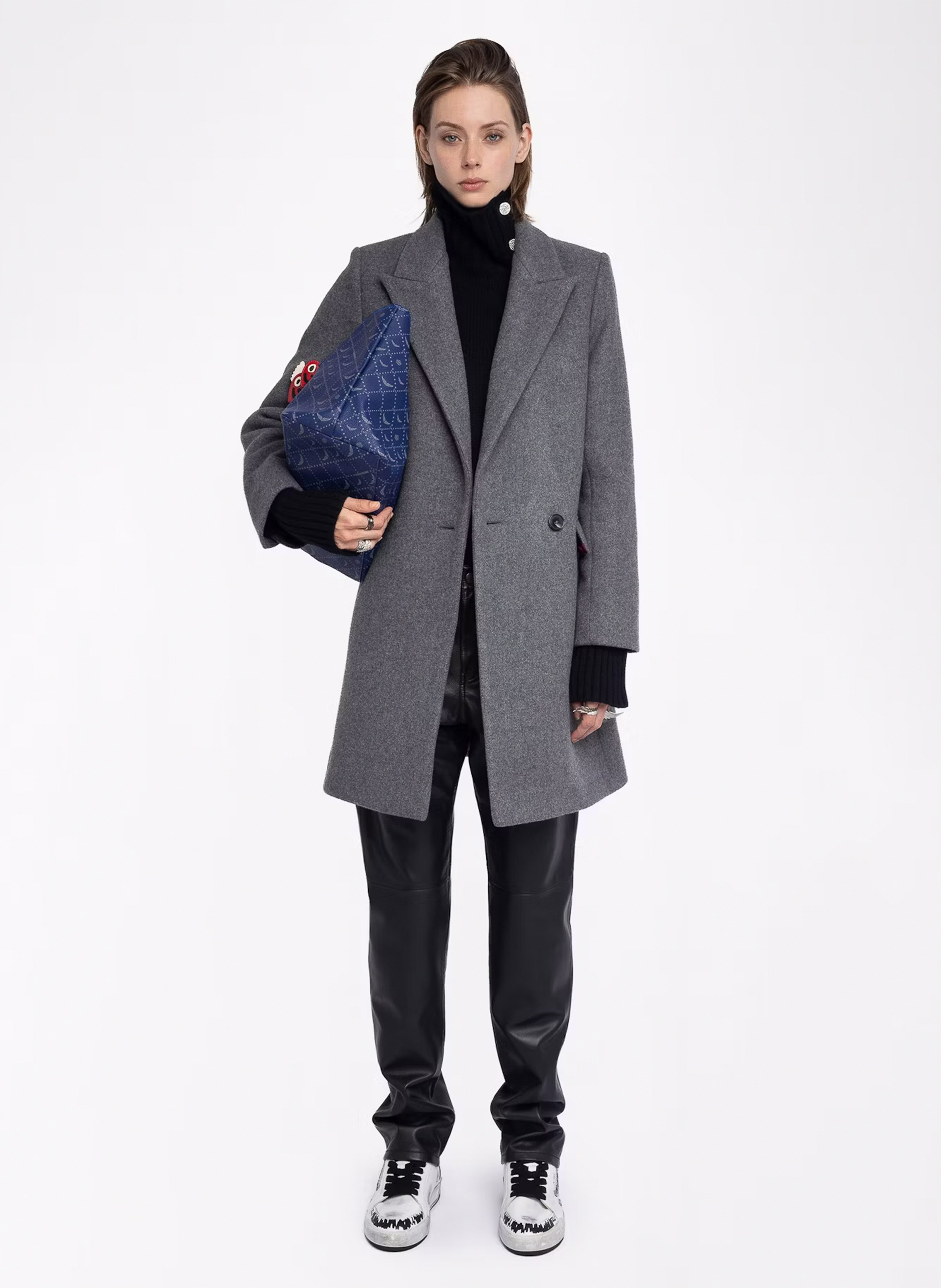 Manteau mi-long uni en laine mélangée ZADIG&VOLTAIRE Gris