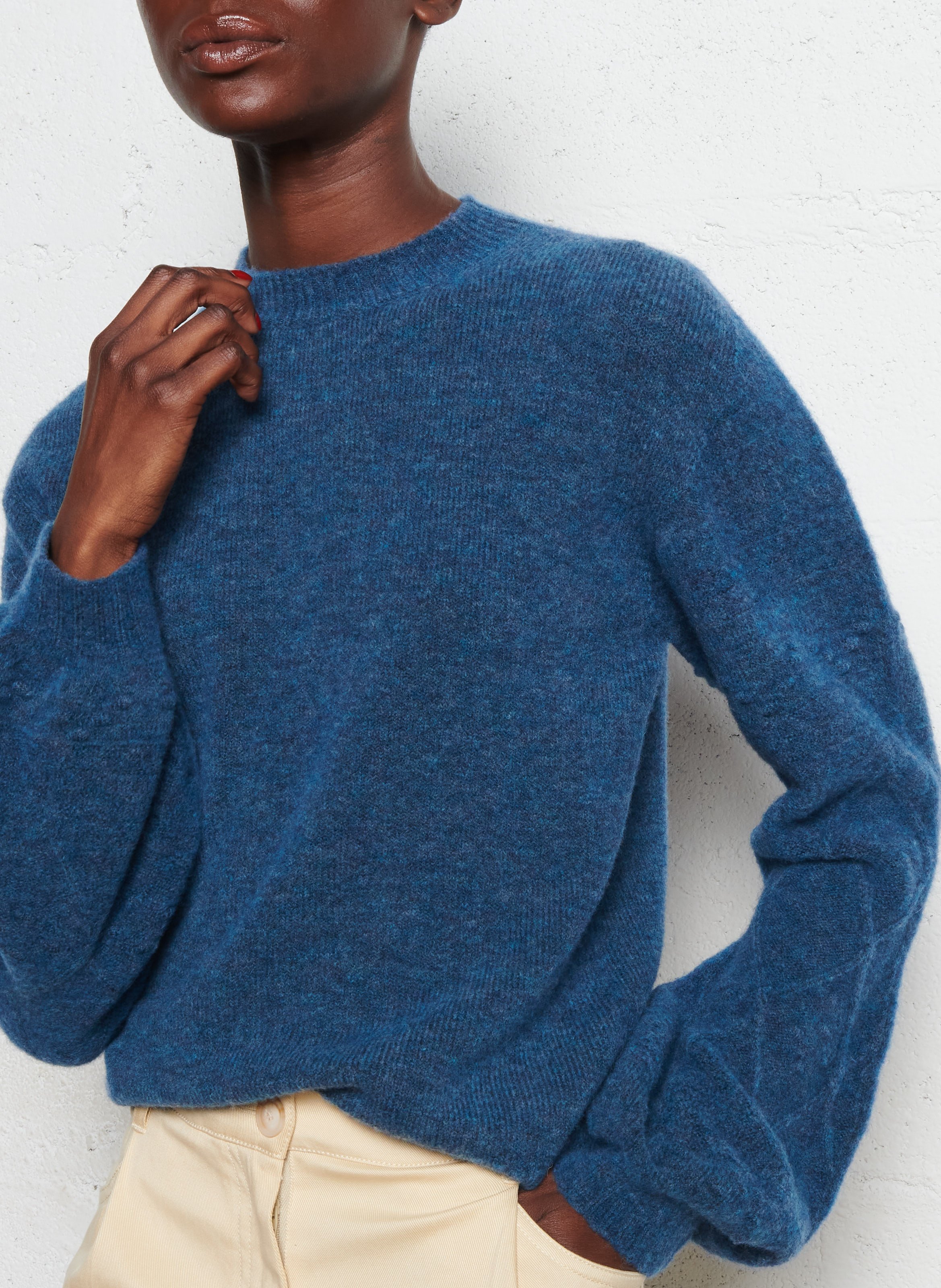 Pull col rond en laine mélangée MOMONI Bleu