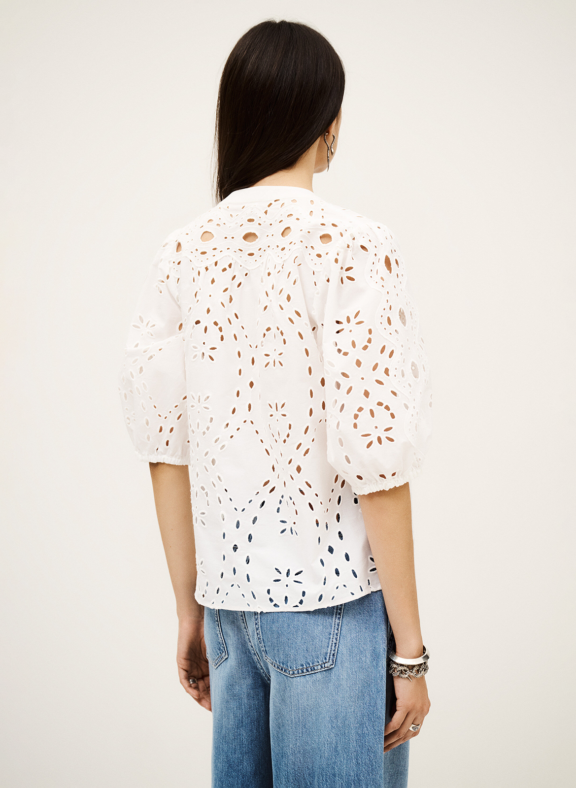 Recht, katoenen overhemd met borduursel  BA&SH Beige