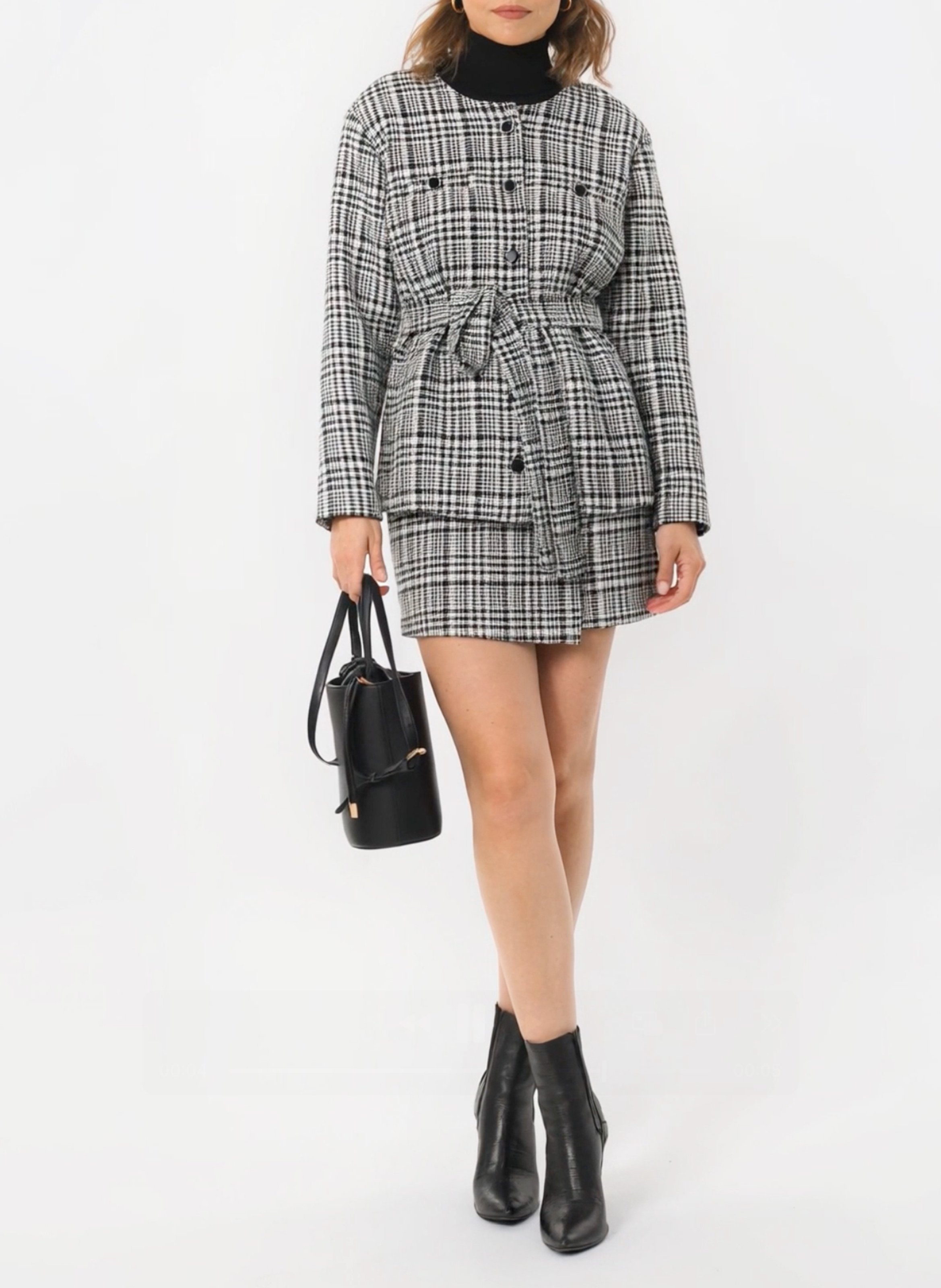 Manteau droit col rond imprimé KOOKAI Noir