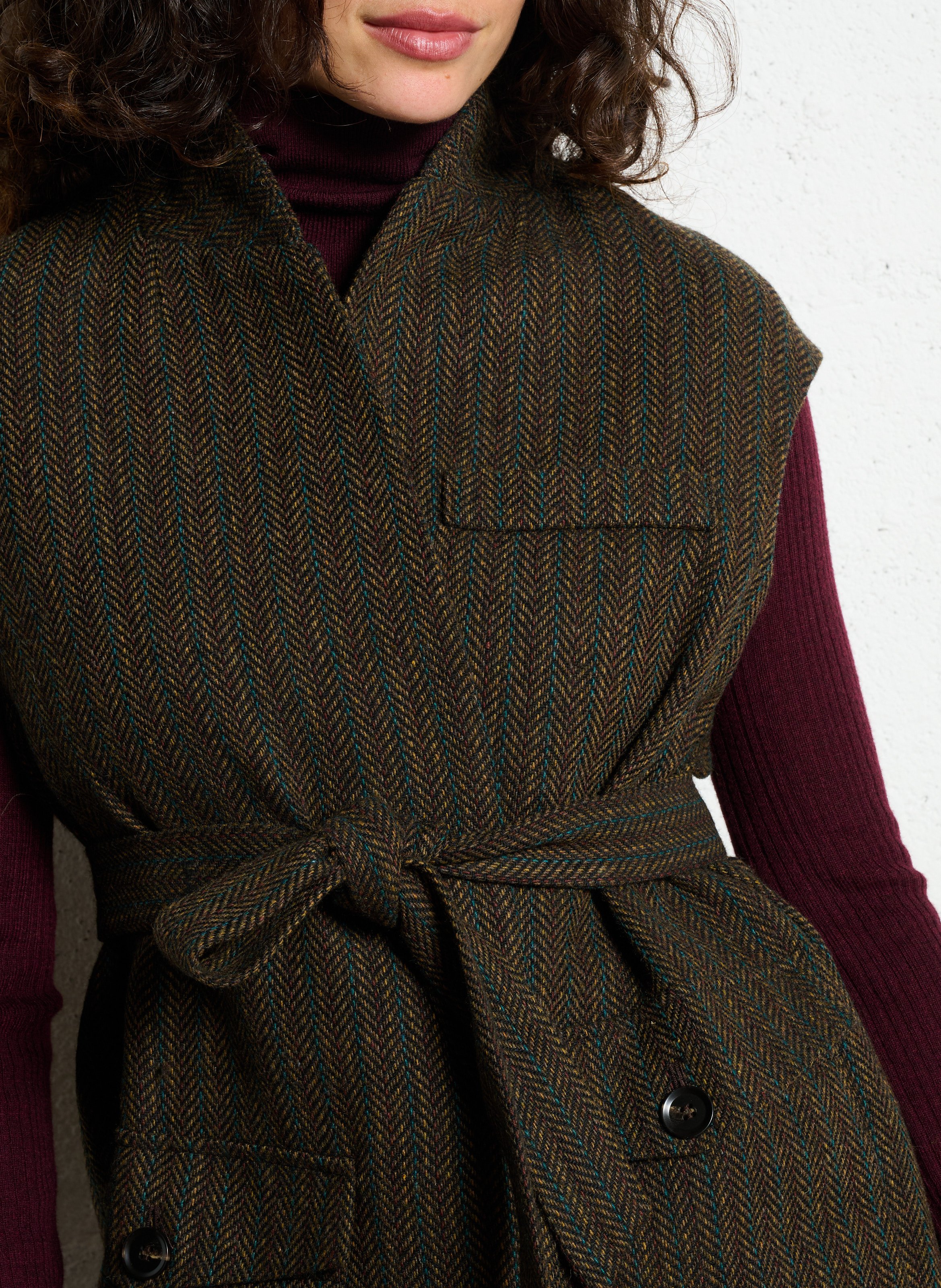 Oversized shawl collar printed jacket LA PETITE ETOILE Brown