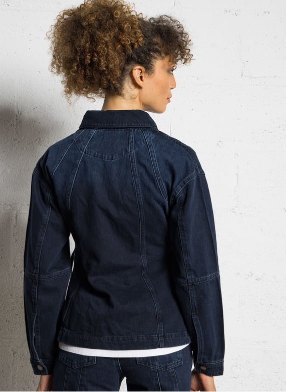 Veste cintrée col classique en coton bio Finella Blue Damson madder - Femme | Place des Tendances