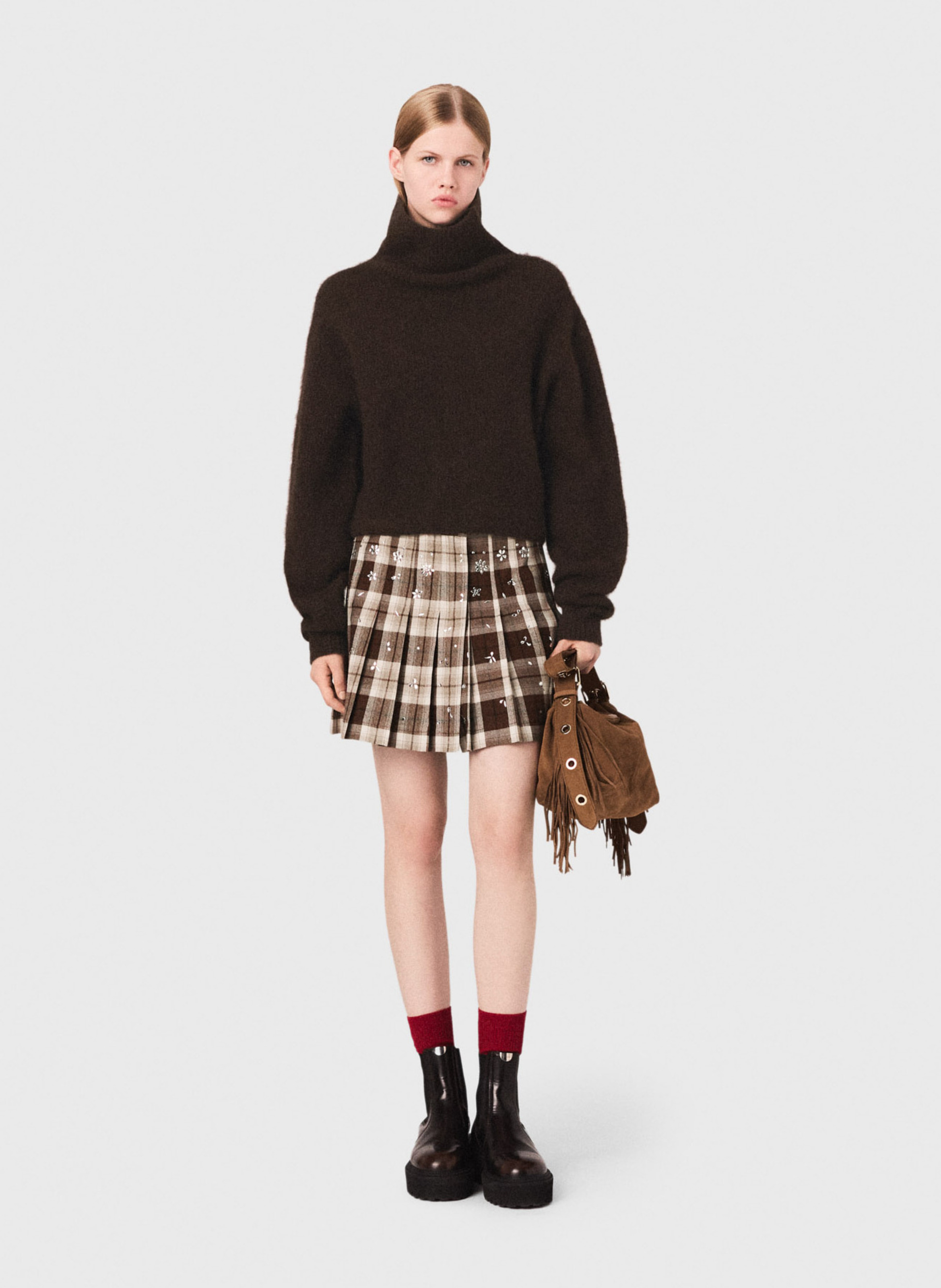 Pull col roulé en laine mélangé MAJE Marron