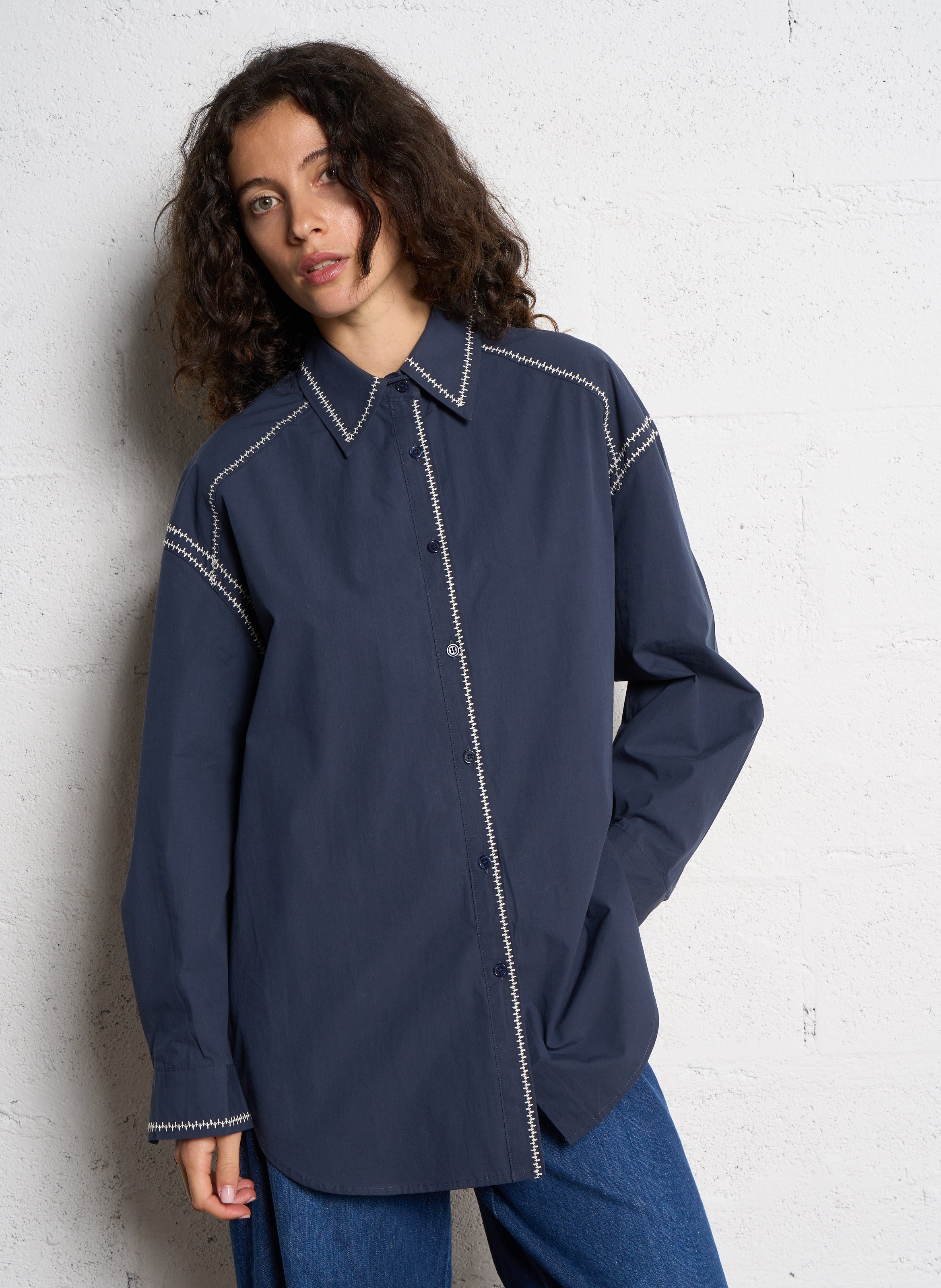 Baumwoll-Bluse THE KORNER Blau