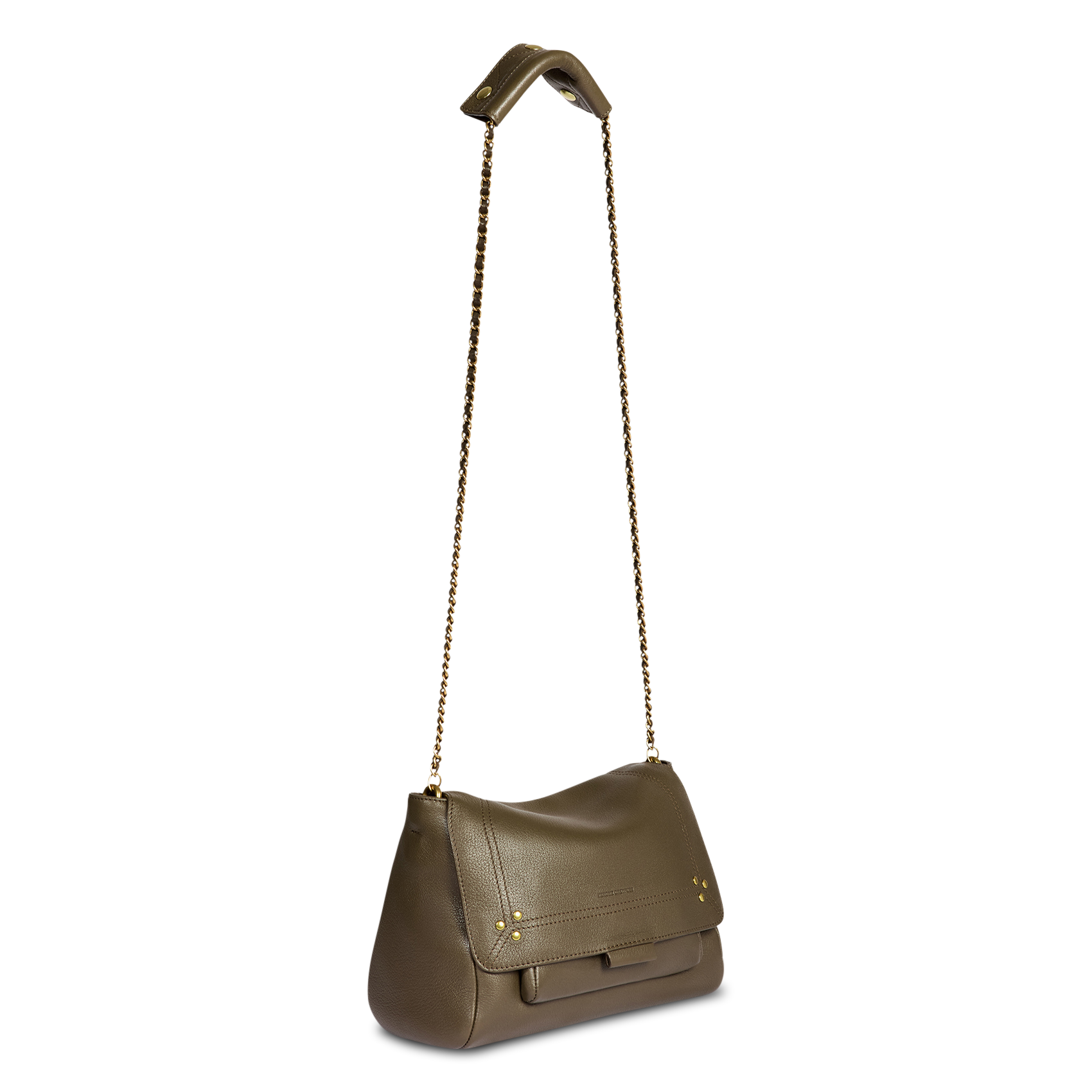 Leather messenger bag JEROME DREYFUSS Khaki