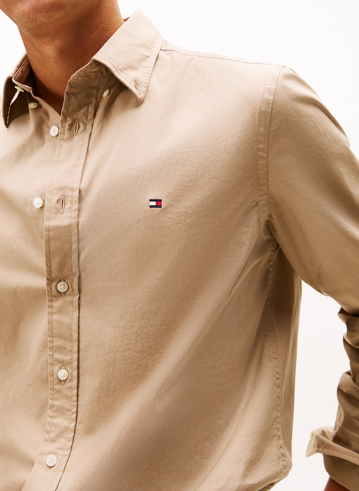 Baumwollhemd mit klassischem Kragen TOMMY HILFIGER Beige