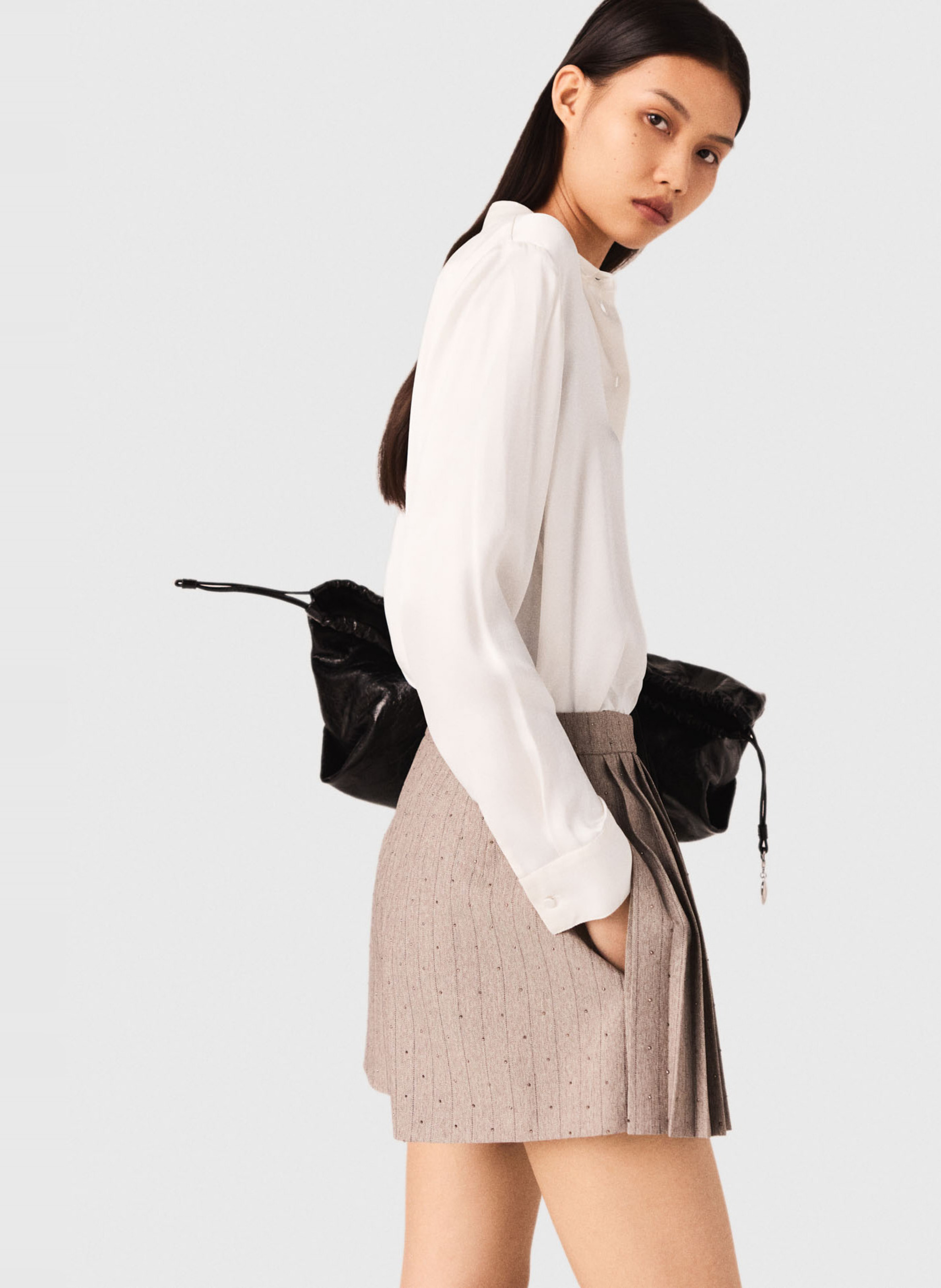 Chemise col classique en soie MAJE Blanc