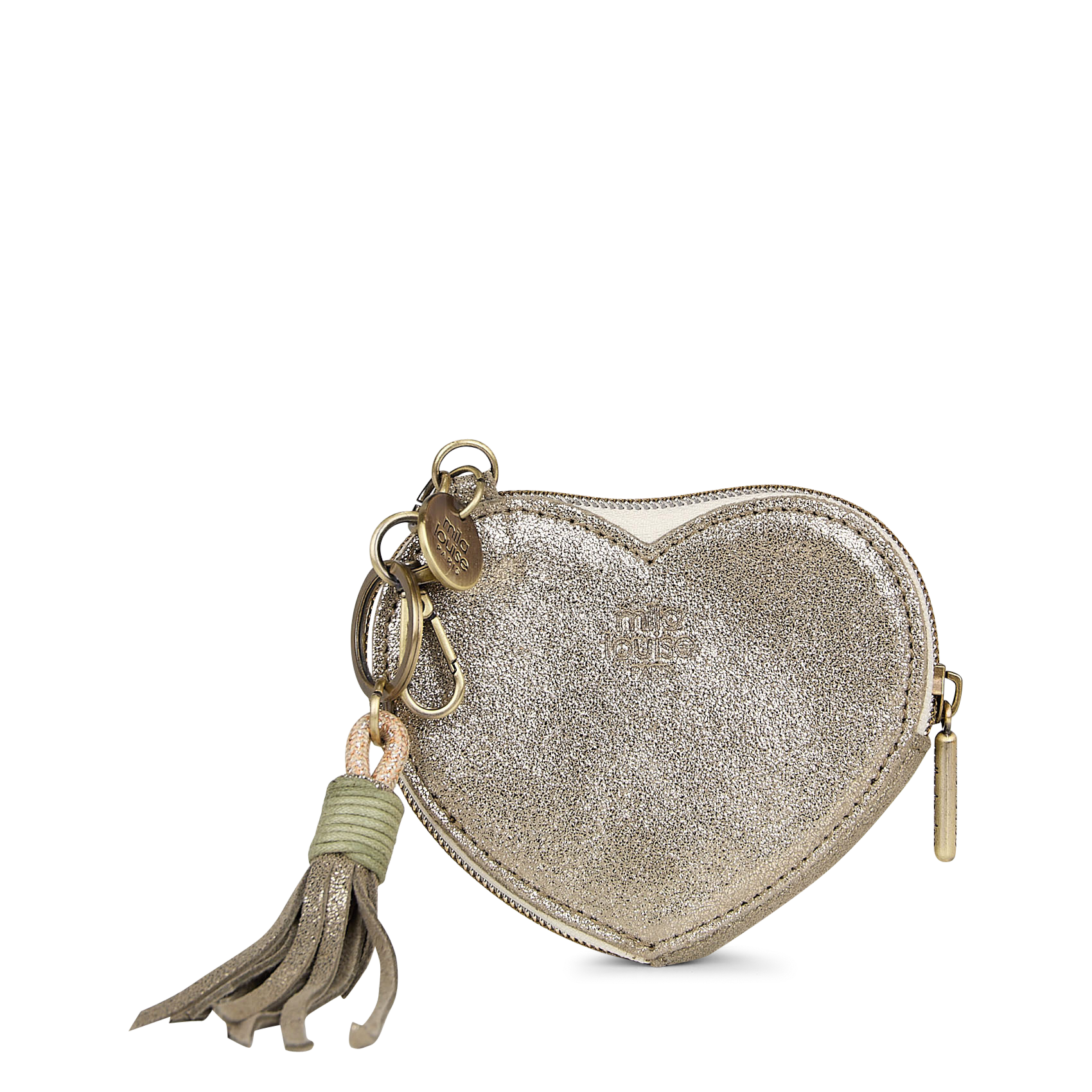 Porte-monnaie coeur en cuir MILA LOUISE Vert