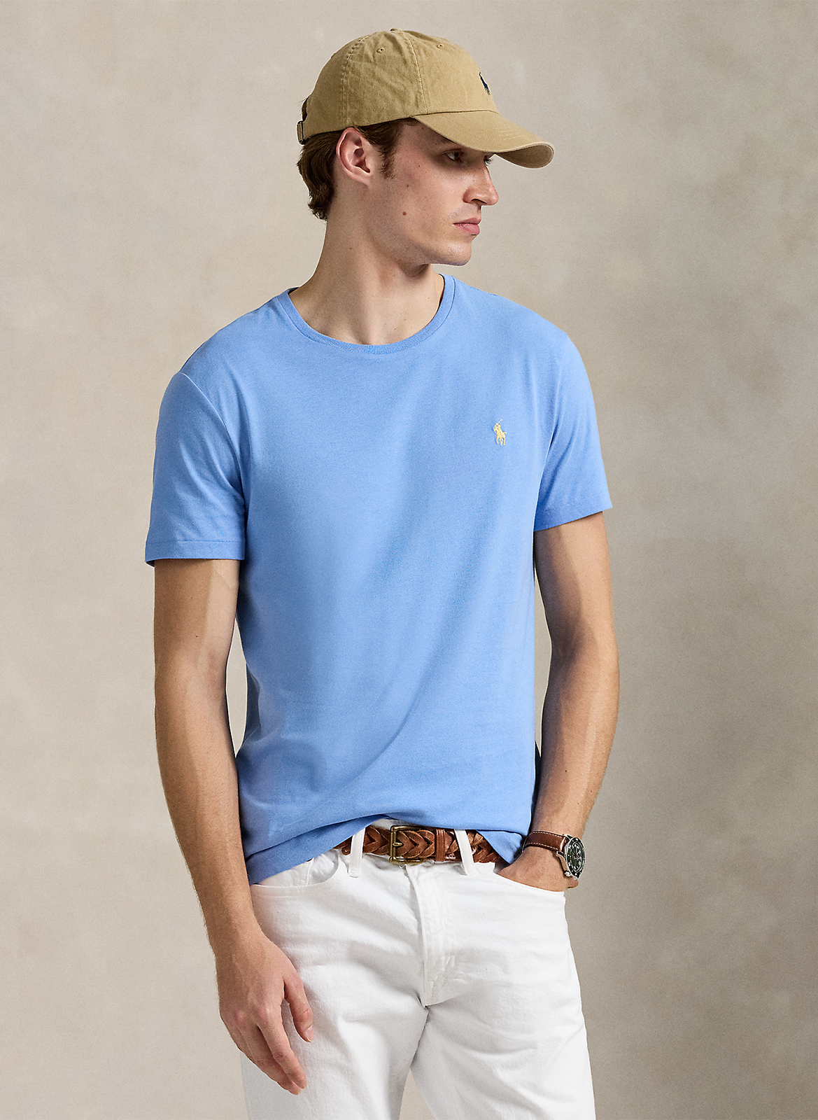 Mottled round-neck cotton-blend T-shirt POLO RALPH LAUREN