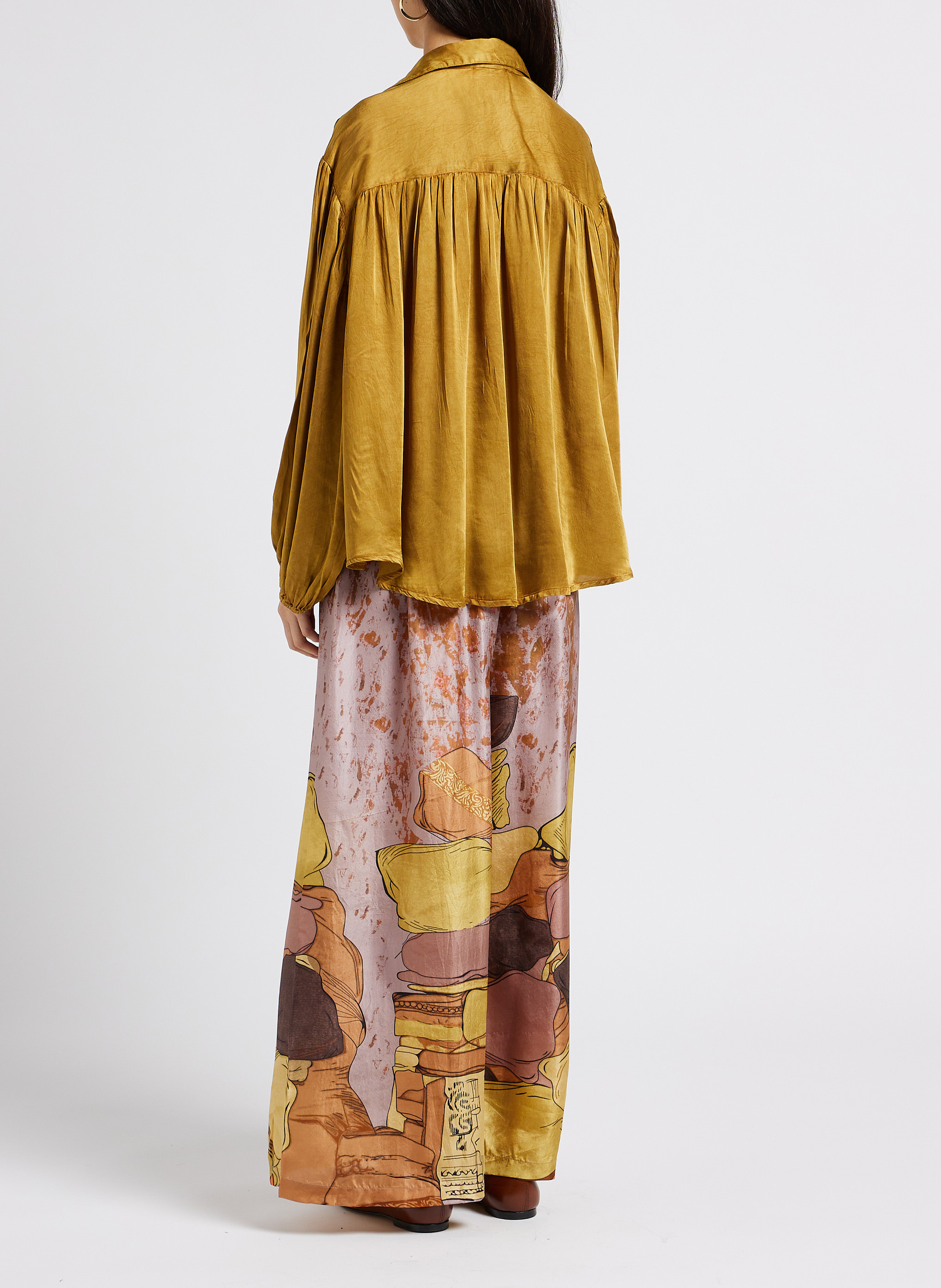 Pantalon large en soie MES DEMOISELLES Jaune