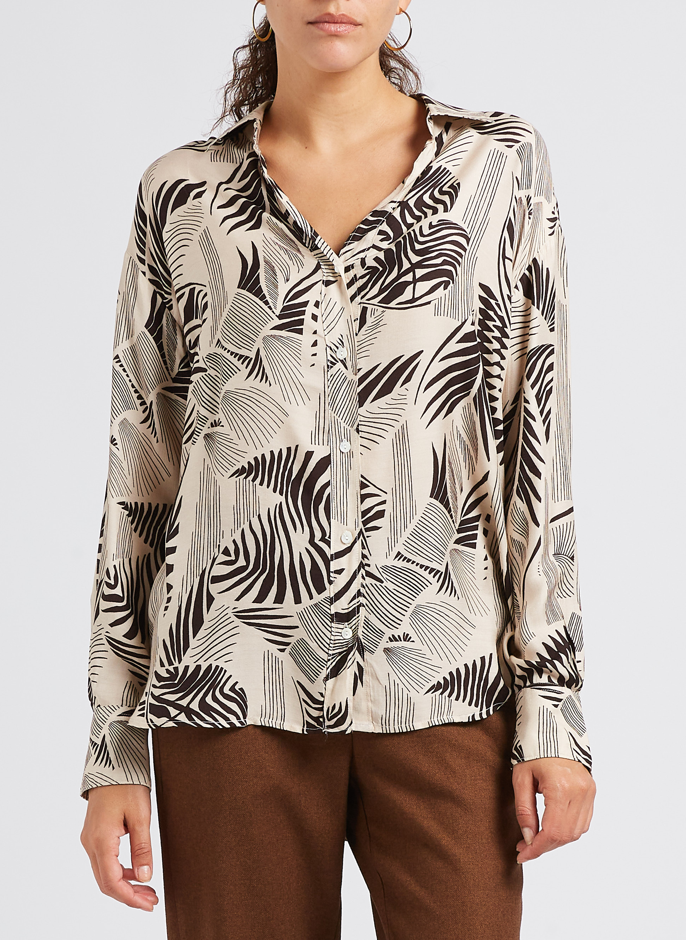 Chemise col classique imprimée  DIEGA Beige