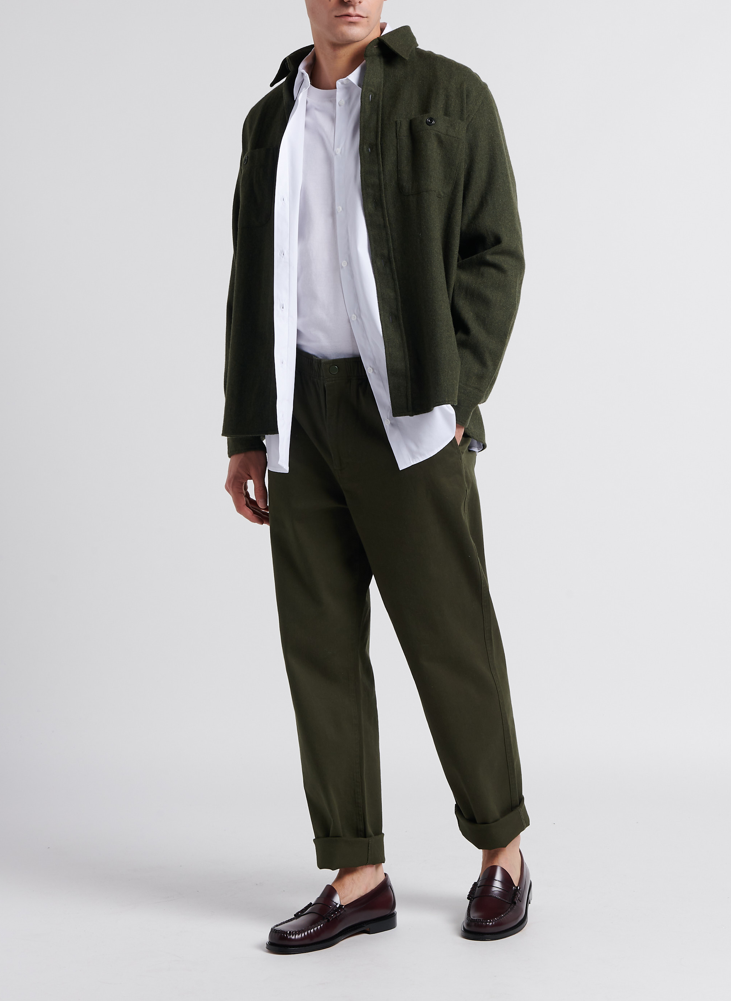 Pantalon droit en coton mélangé MINIMUM Vert