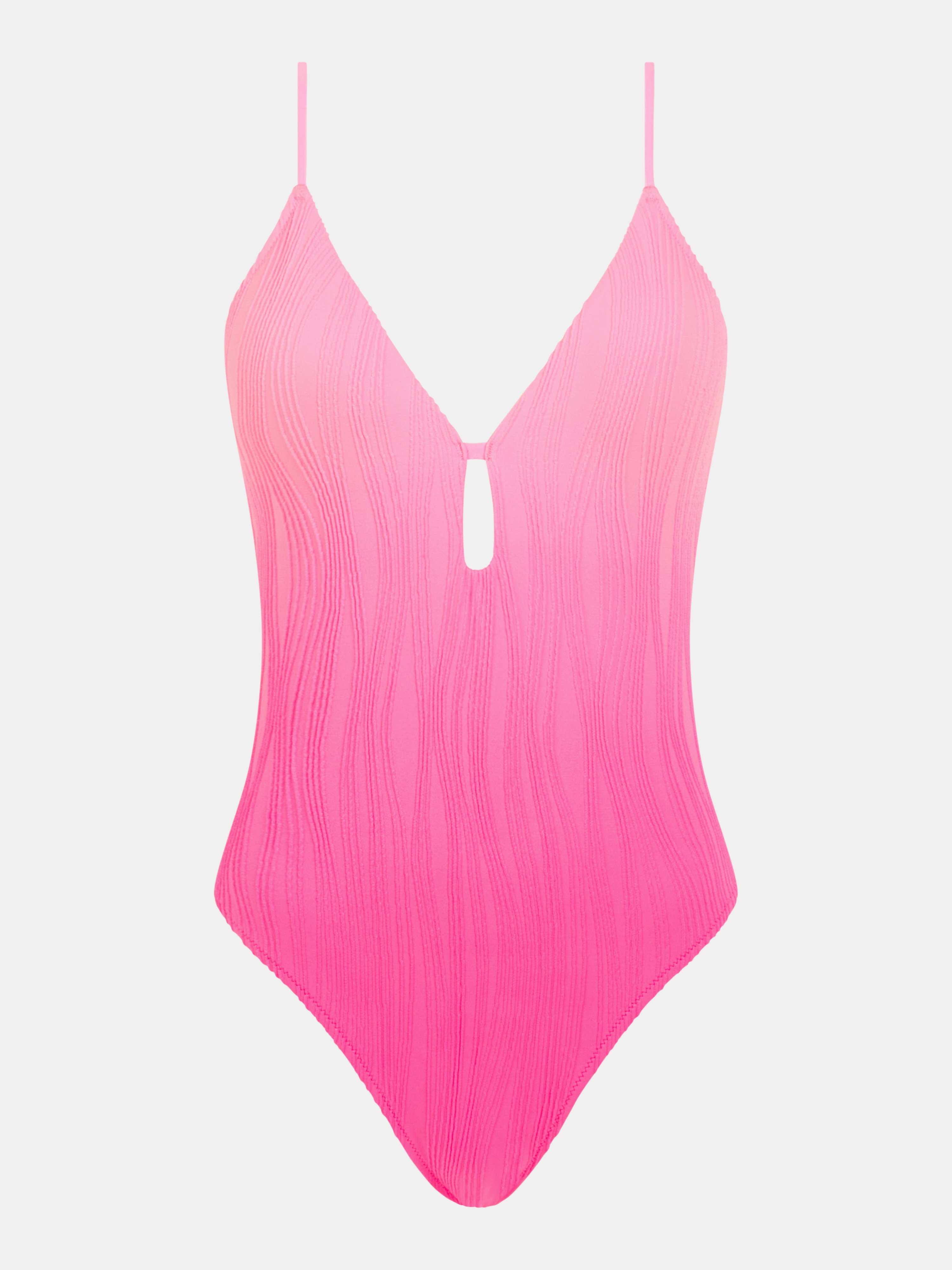 One-piece swimsuit without underwire plunging removable cups CHANTELLE PULP Pink