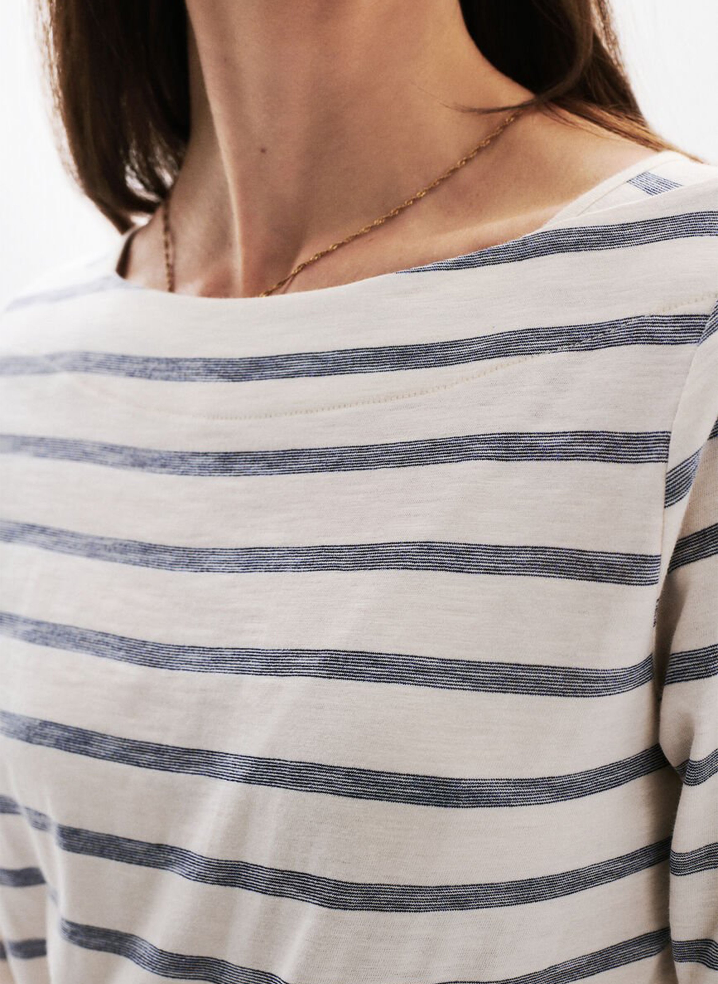 Tee-shirt col bateau rayé en coton CAROLL Bleu