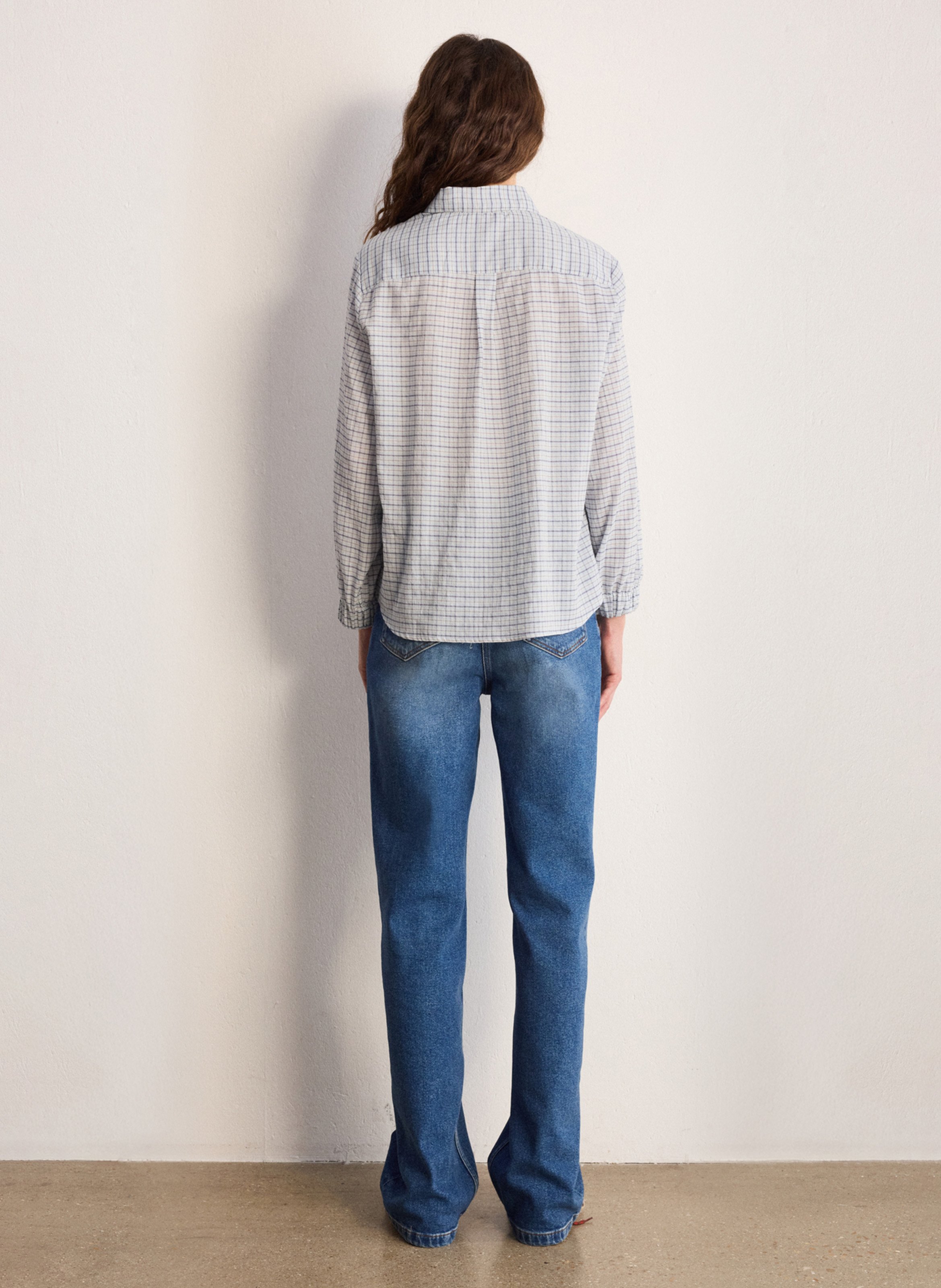 Straight printed cotton shirt with classic collar PABLO Blue