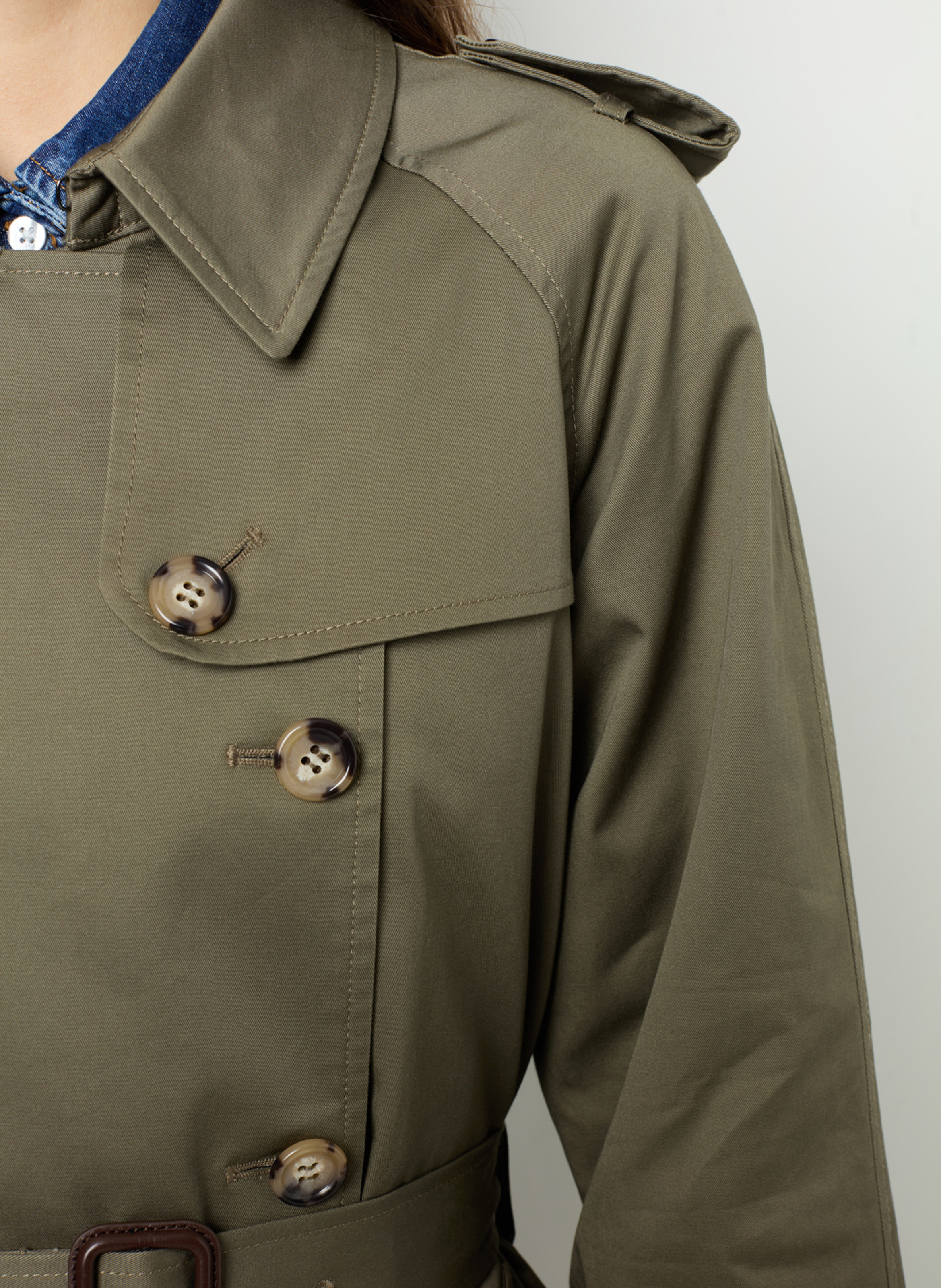 Straight lapel collar trench coat in blended cotton GERARD DAREL Khaki