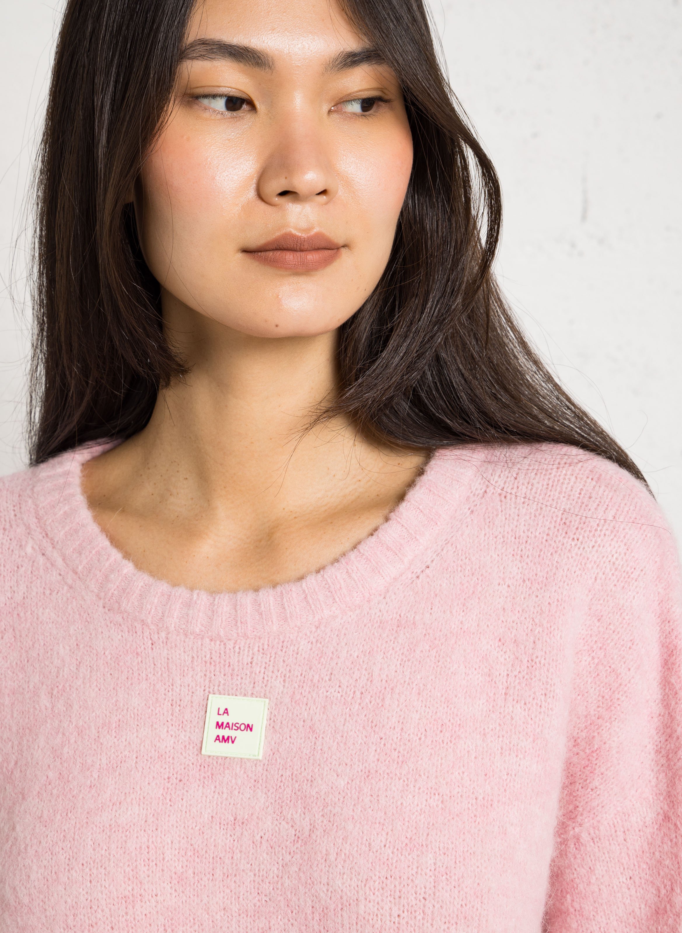 Oversize round-neck knit sweater AMERICAN VINTAGE Pink