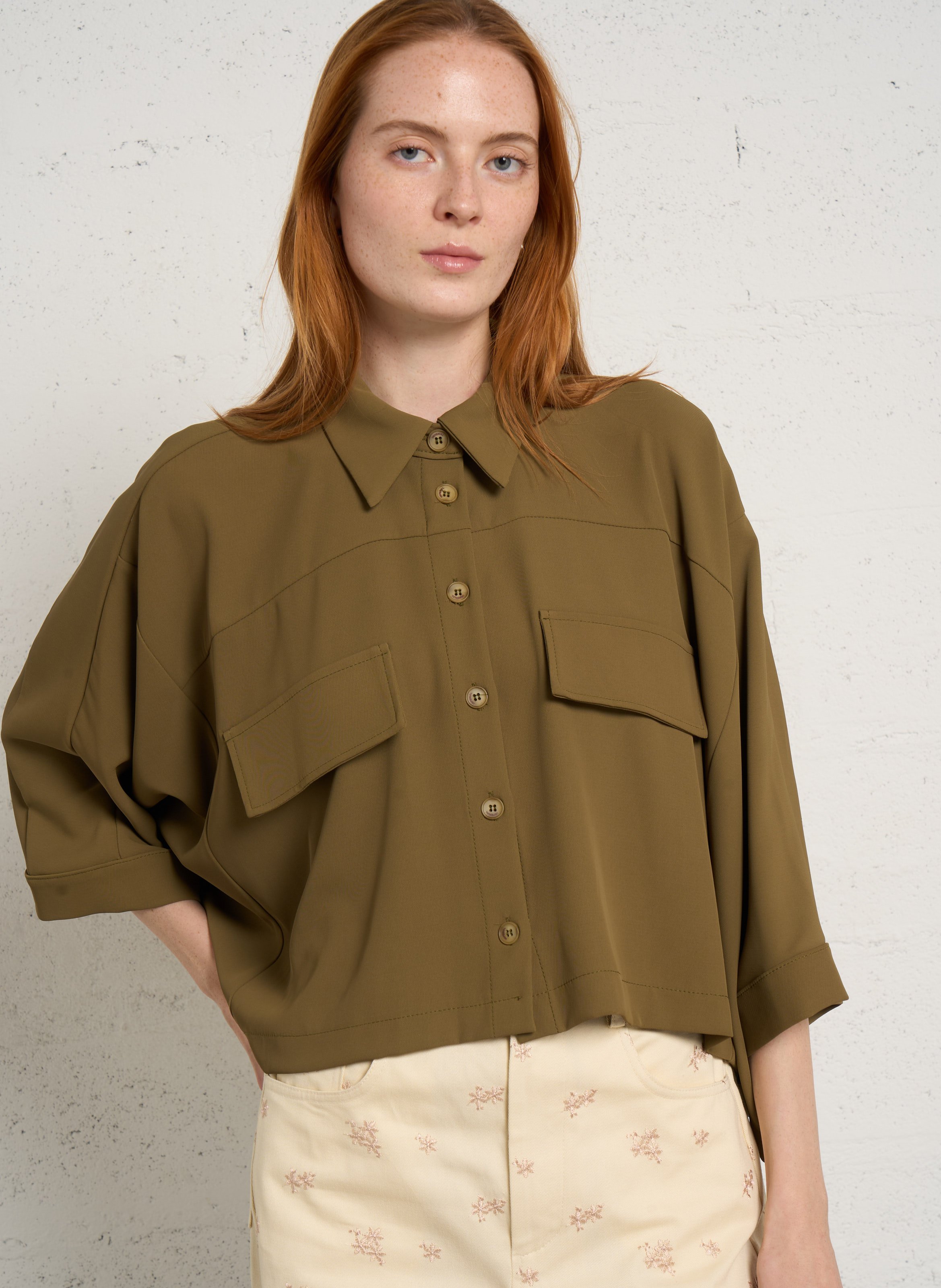 Chemise courte ample manches kimono IMPERIAL Vert