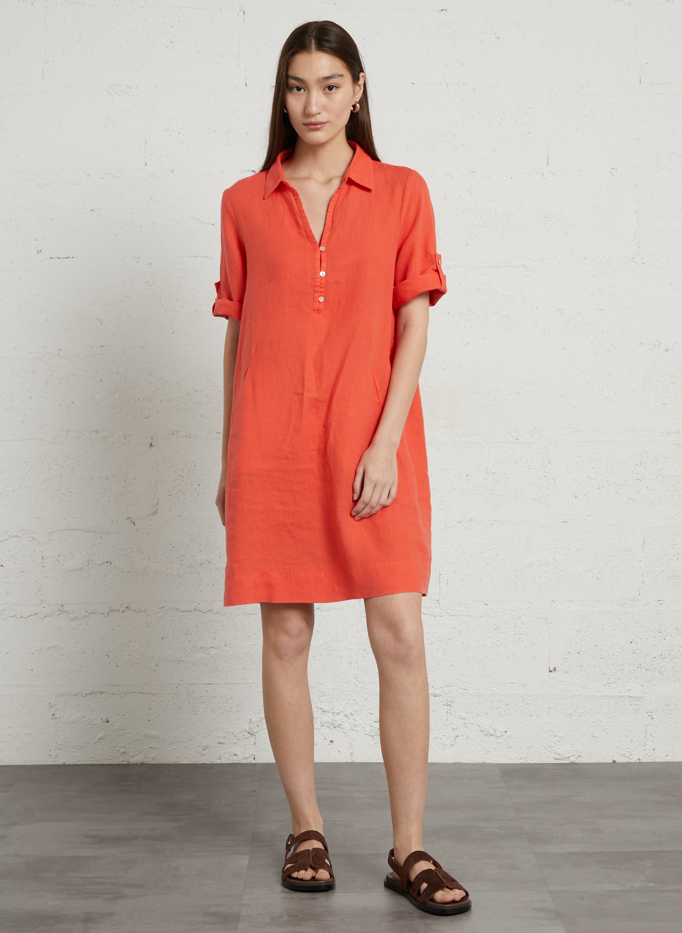 V-neck linen midi dress SUD EXPRESS