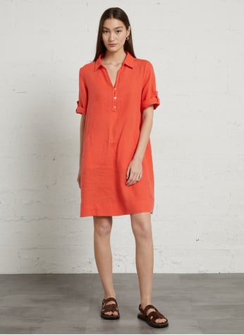 V-Neck linen midi dress Blue Sud express - Women | Place des Tendances V-Neck linen midi dress Blue Sud express - Women | Place des Tendances