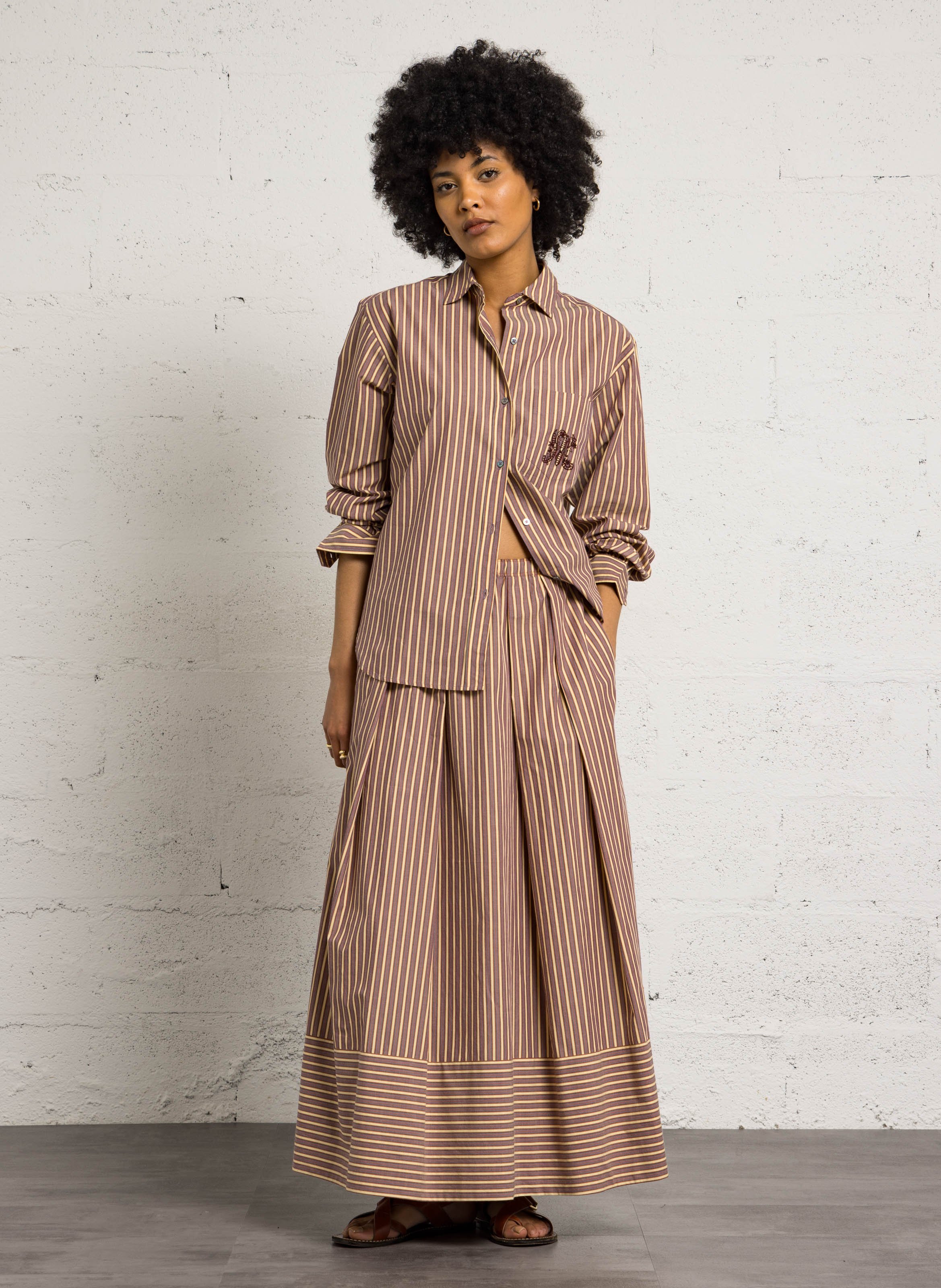 Chemise à rayures col classique MOISMONT Prune