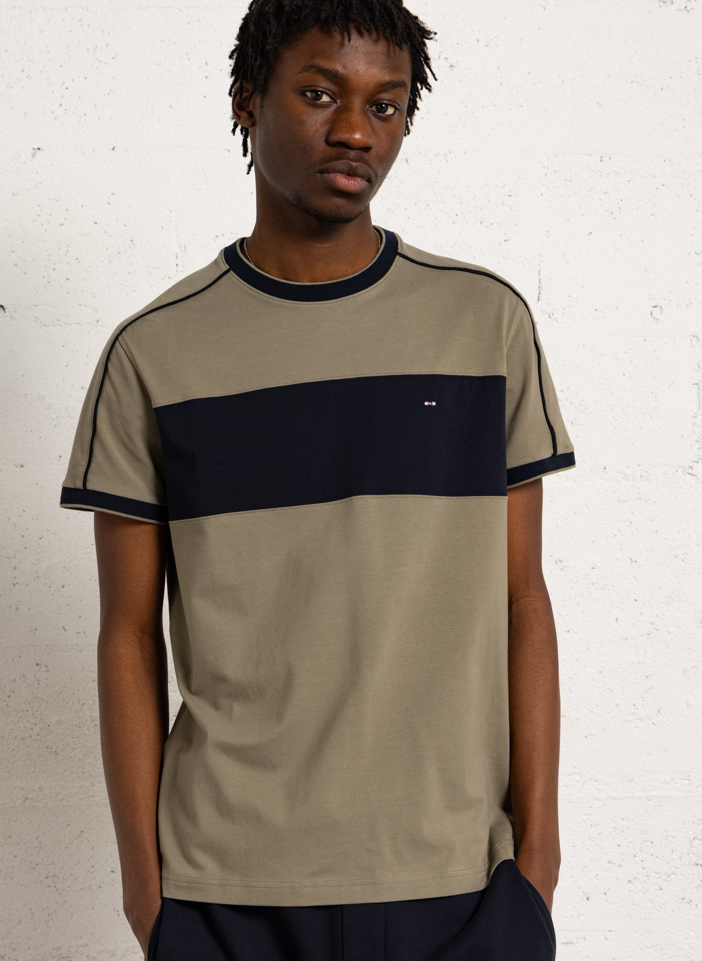 Tee-shirt droit col rond en coton mélangé EDEN PARK Beige