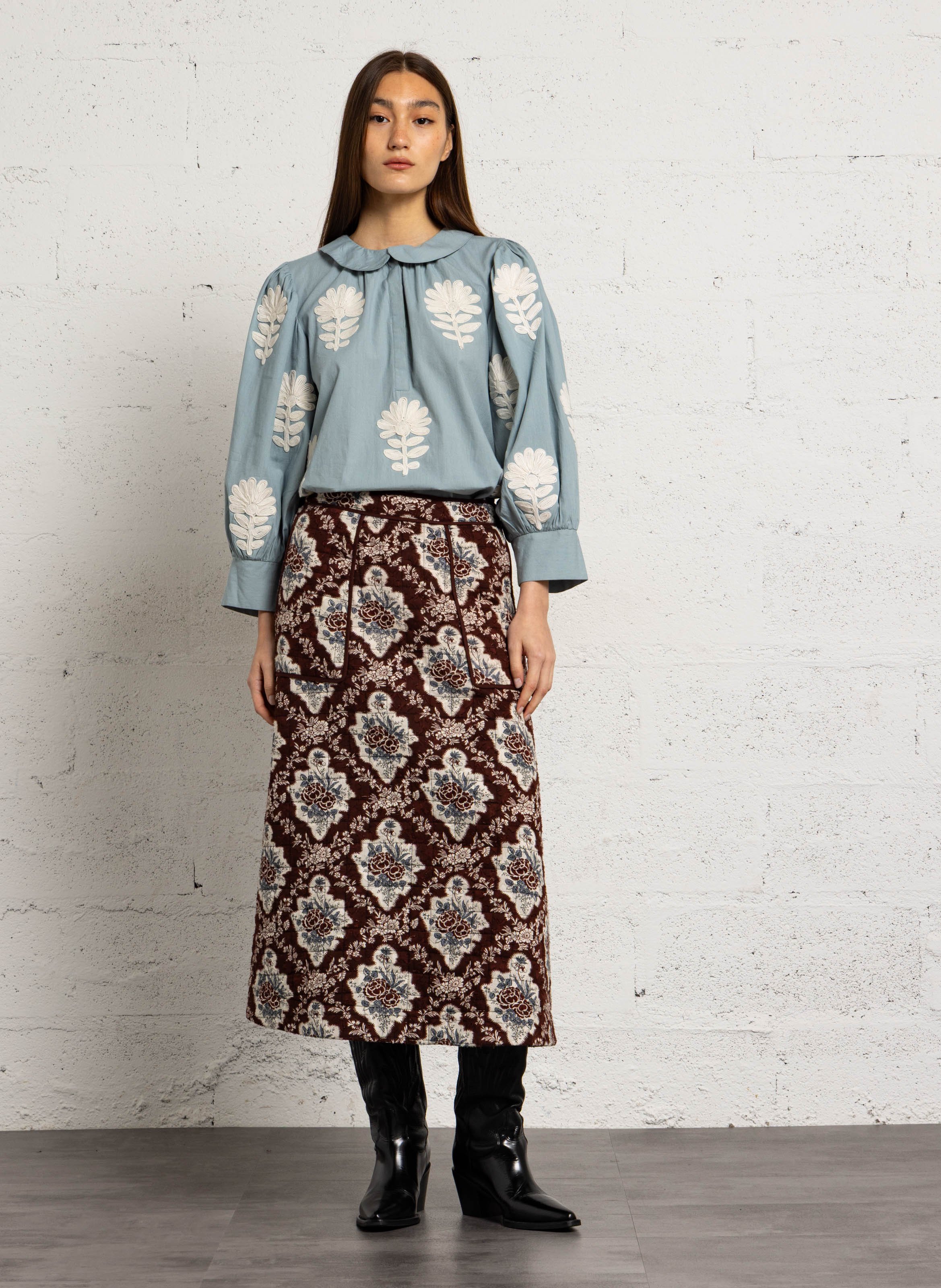 Gepolsterter Baumwollrock ANTIK BATIK Braun