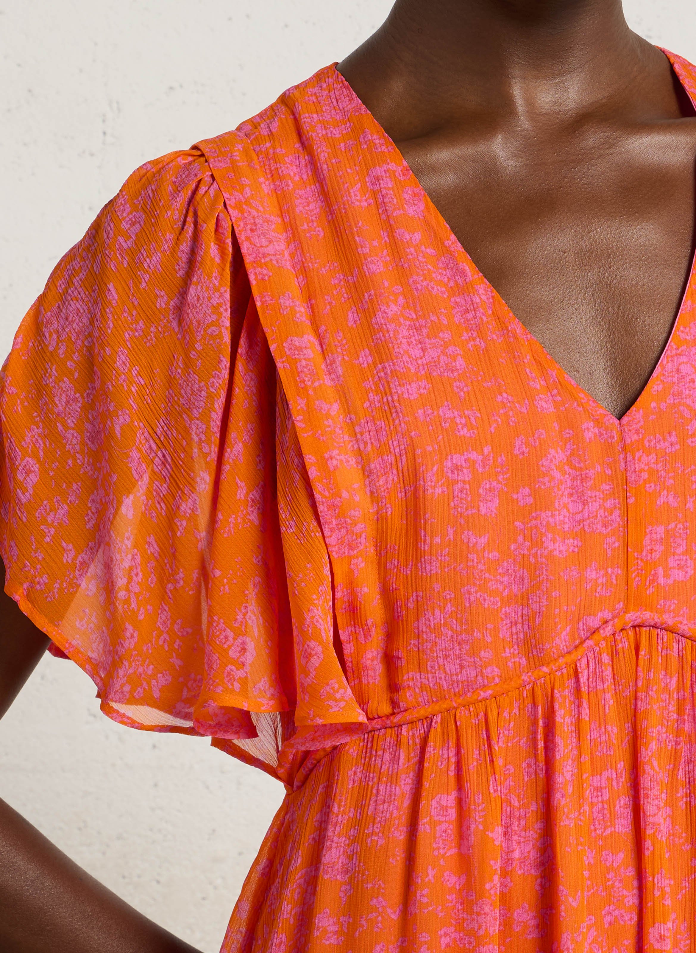Robe longue col V  MAISON 123 Orange