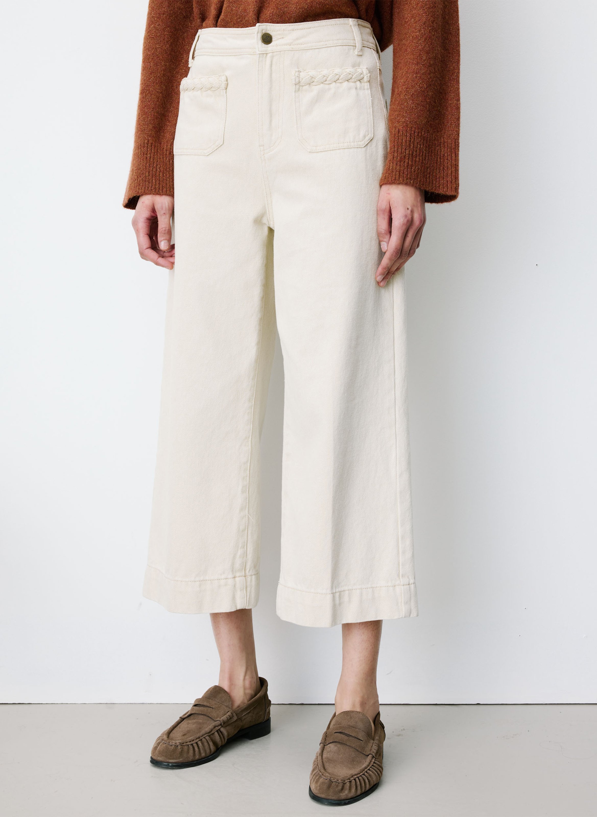 Katoenen, cropped jeans GRACE ET MILA Beige