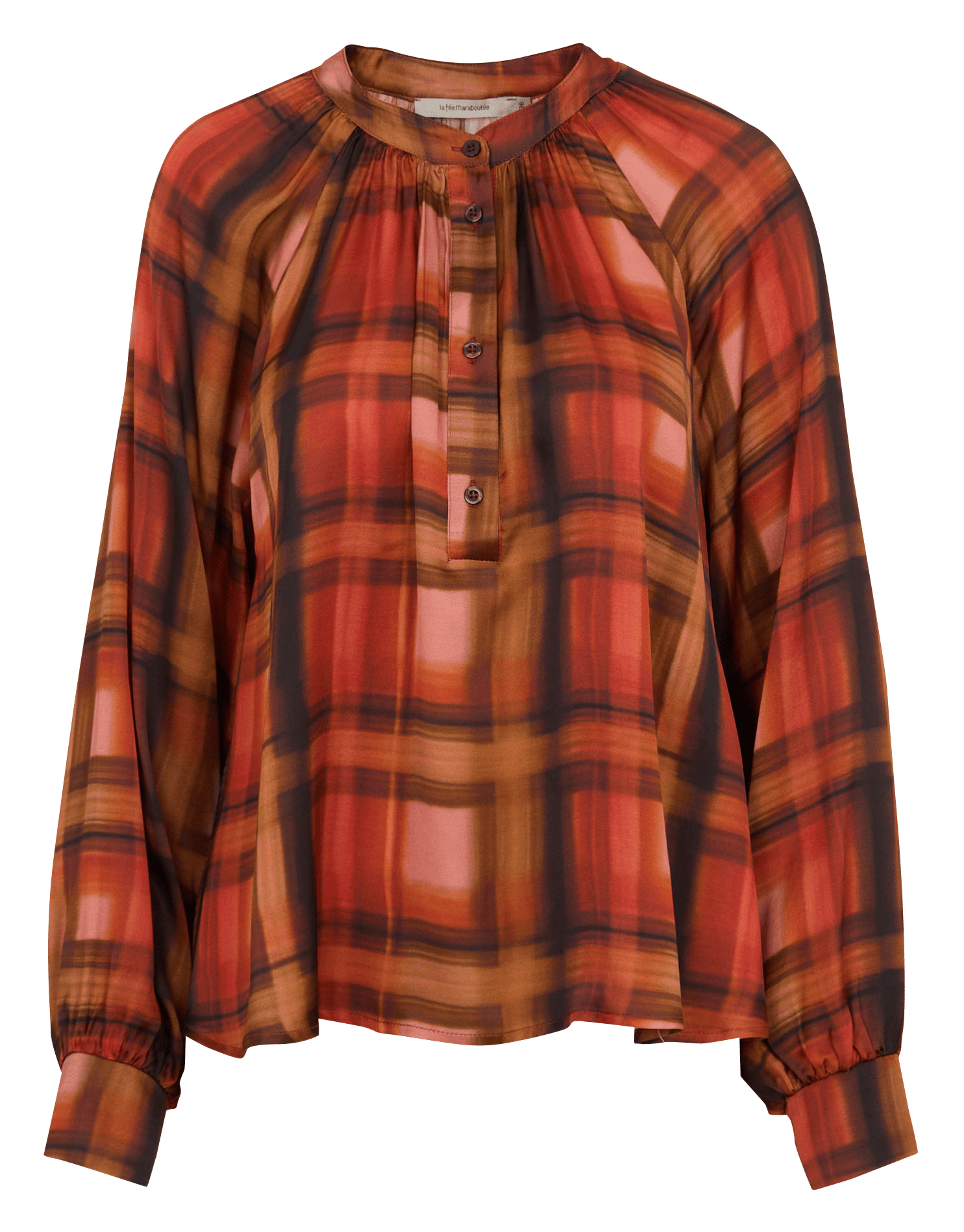 Oversized check print blouse LA FEE MARABOUTEE Red