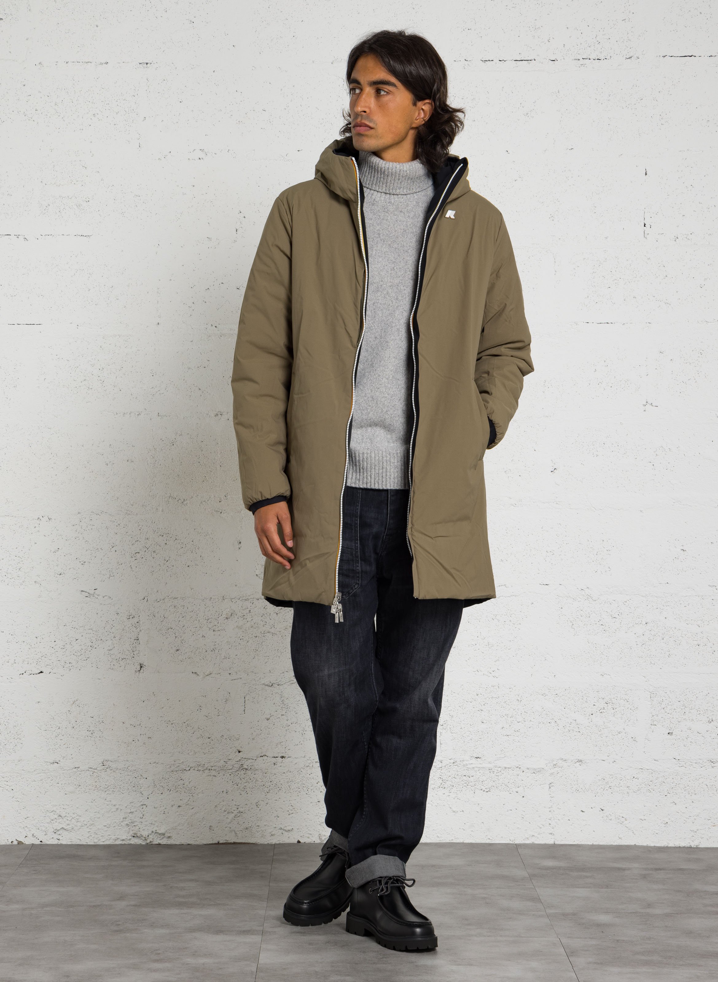Gerade geschnittene Jacke mit Kapuze K-WAY Schwarz