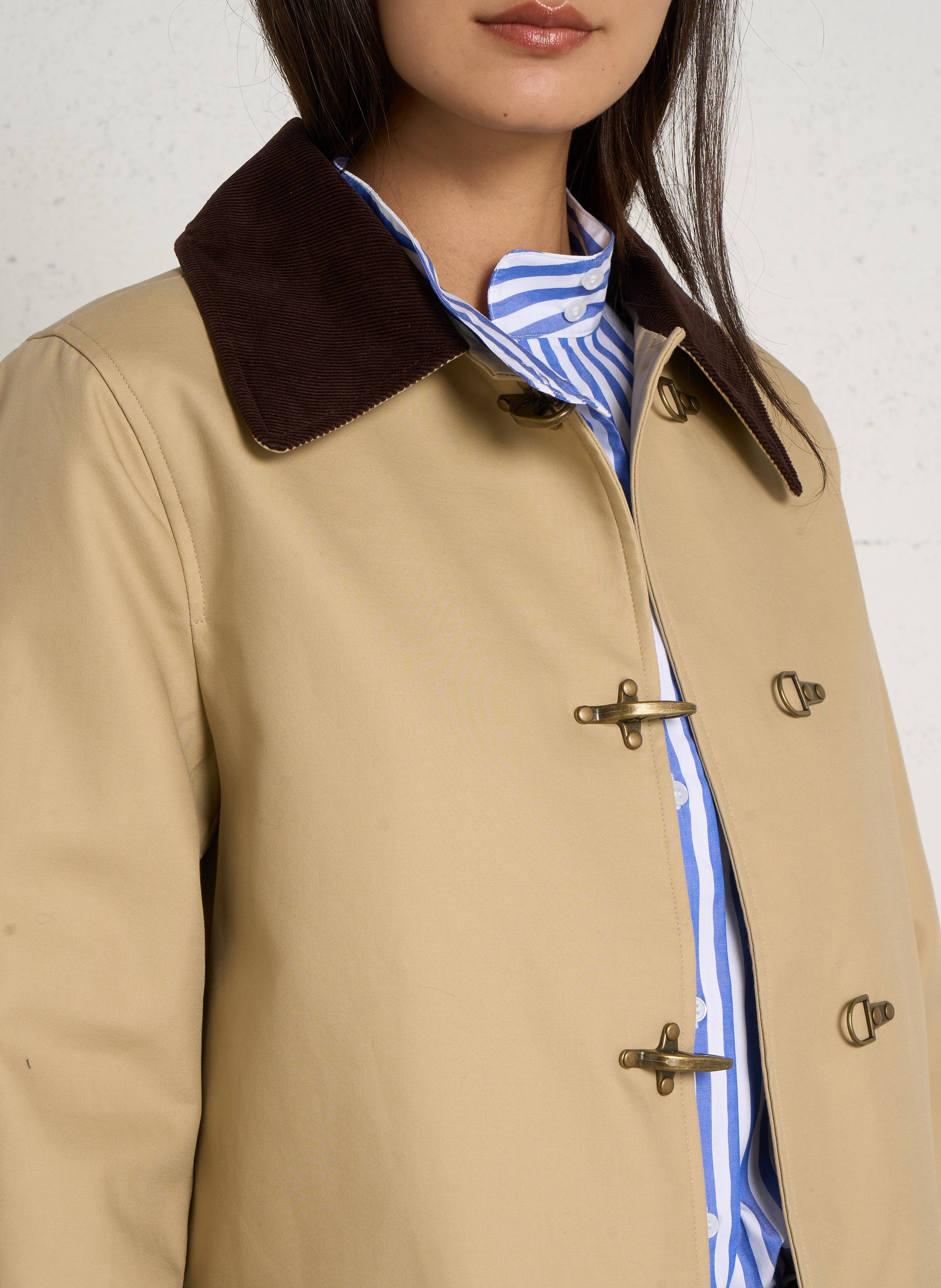 Manteau droit col velours côtelé MAISON 123 Beige
