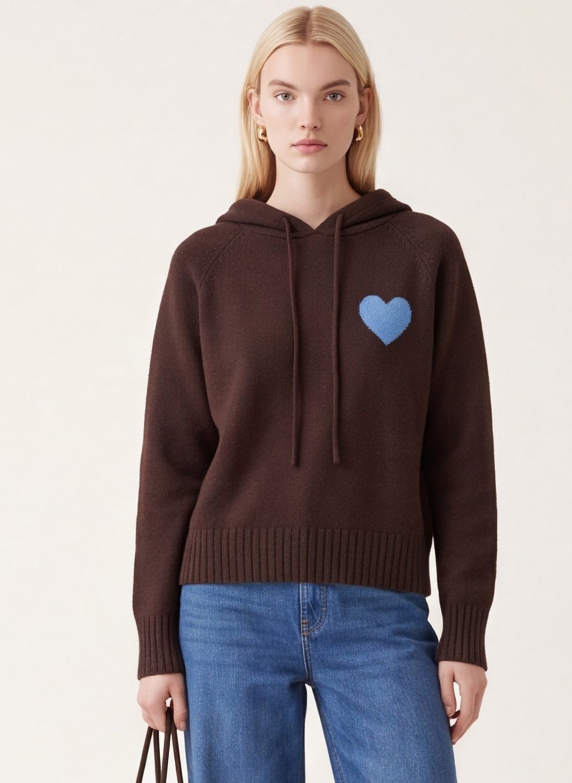 Pull à capuche droit en laine mélangée KOOKAI