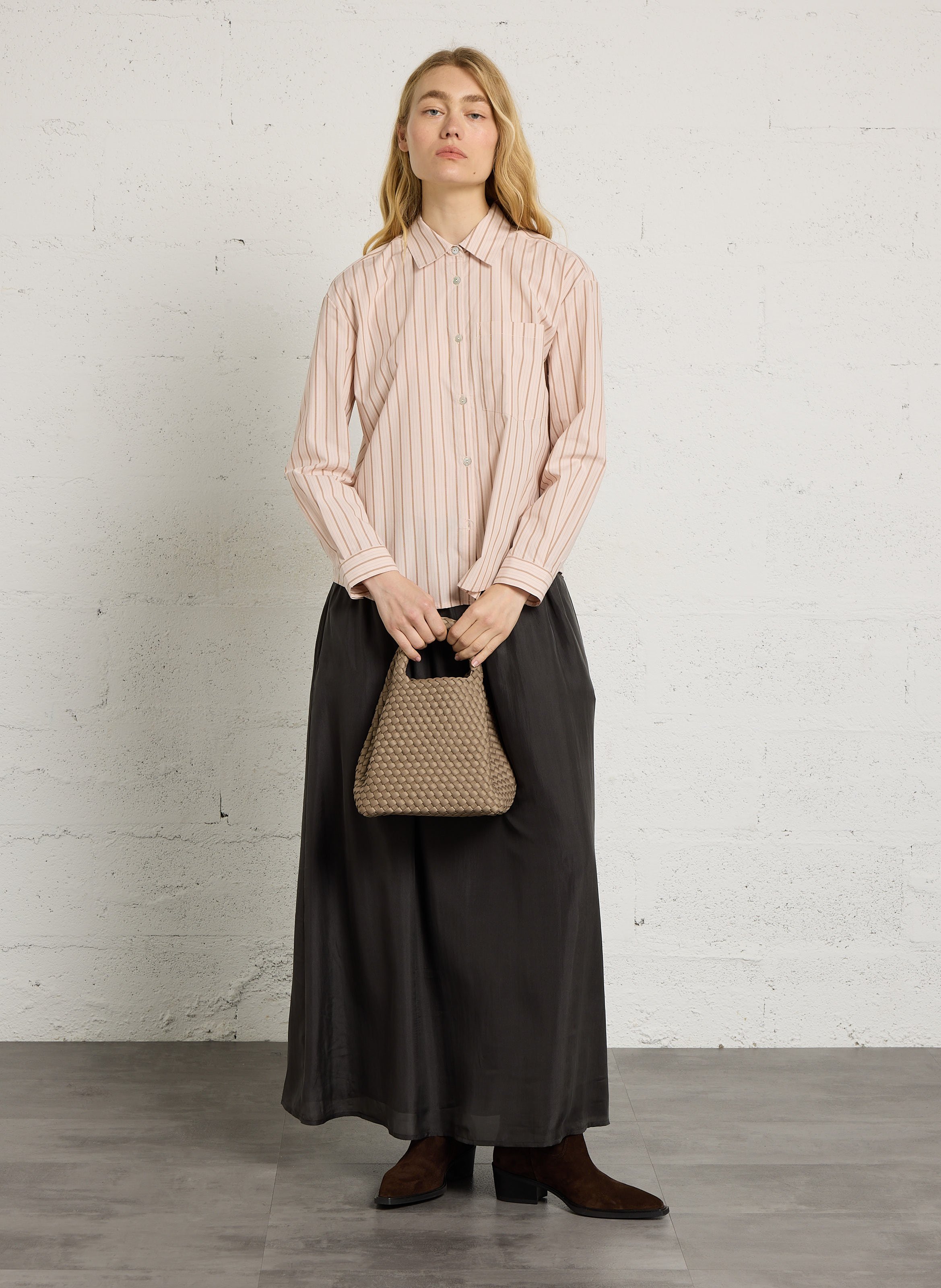 Chemise rayée en coton NICE THINGS Beige
