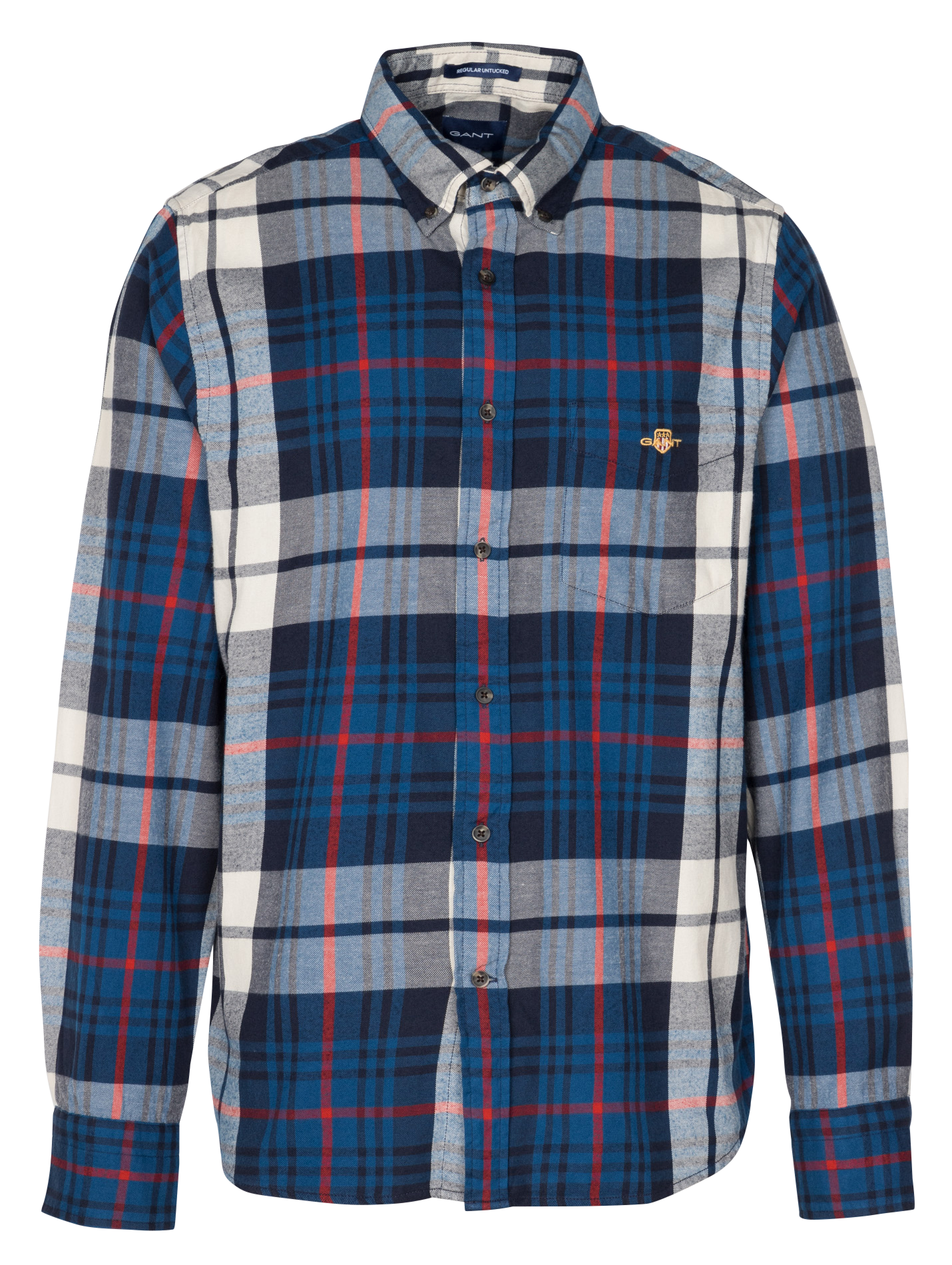 Regular-fit, geruit katoenen overhemd met Amerikaanse kraag Wit