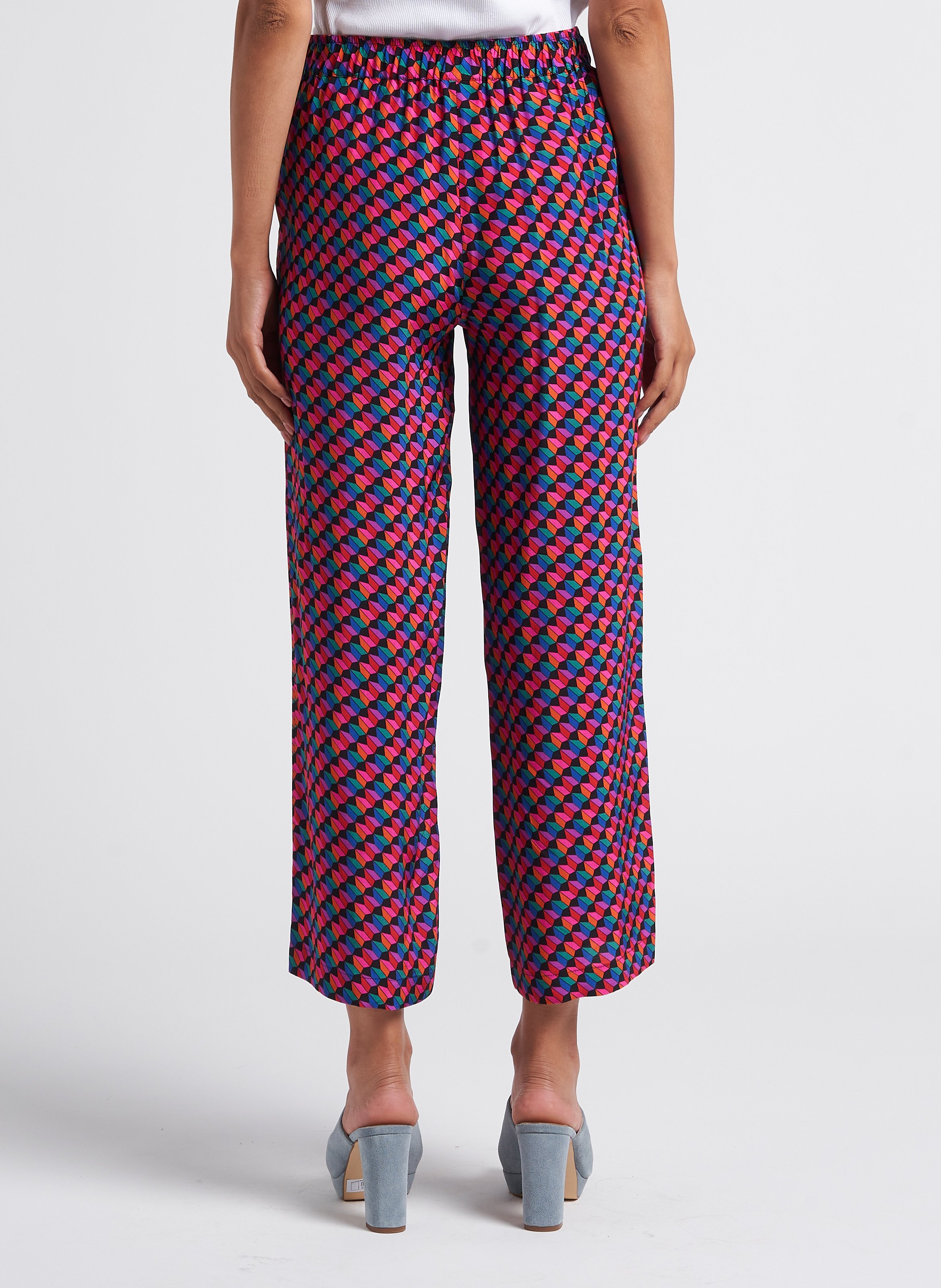 Wide-leg printed pants with high waist SOI PARIS Black