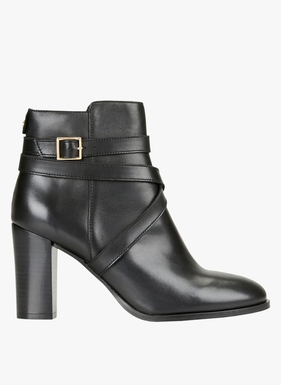 Smooth Leather Heeled Ankle Boots Noir Cosmoparis Women VELMINA NOIR NOIR Place des Tendances Europe