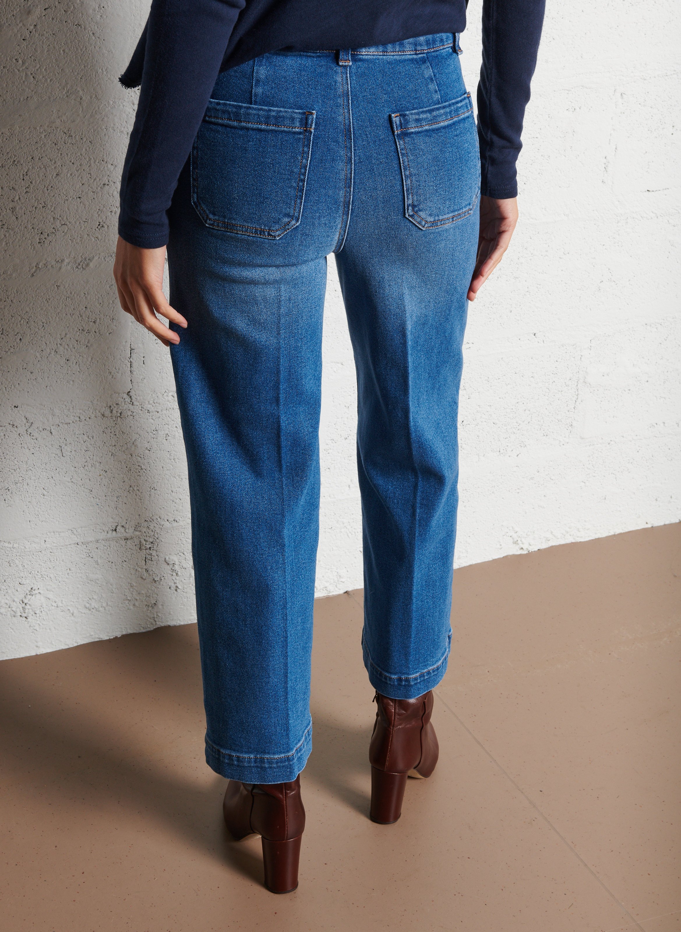 Cropped cotton-blend jeans MAISON 123 Blue