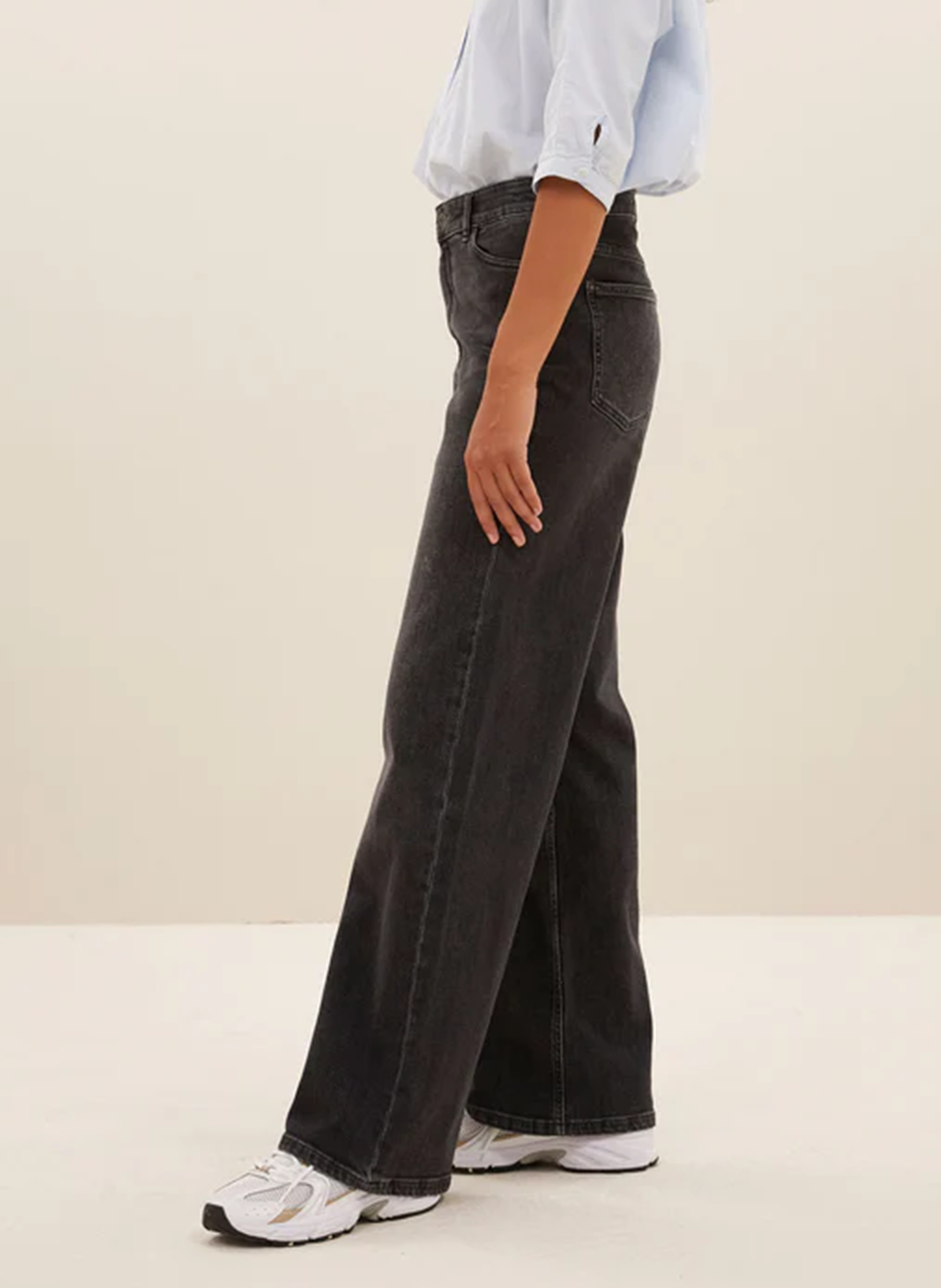 Wijde jeans van biokatoen met hoge taille BY BAR Grijs