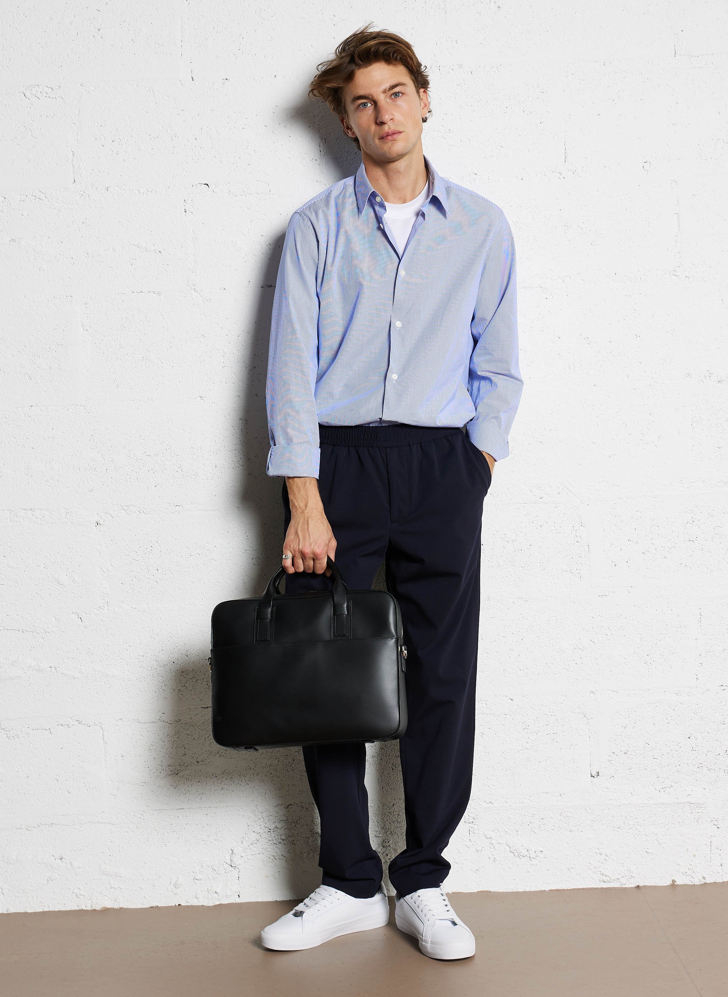 Slim striped cotton shirt AU PRINTEMPS PARIS Blue