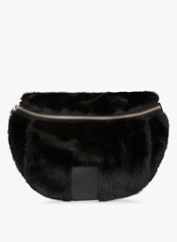 Black Faux fur fanny pack